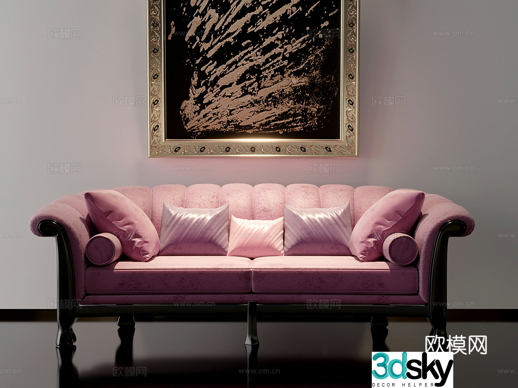 European style double sofa decorative painting 3d model