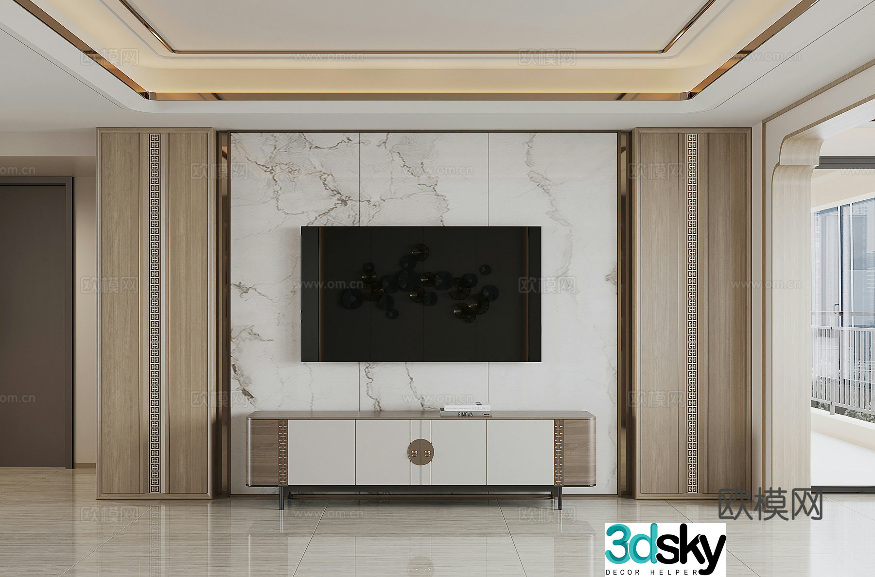 New Chinese TV background wall 3D model