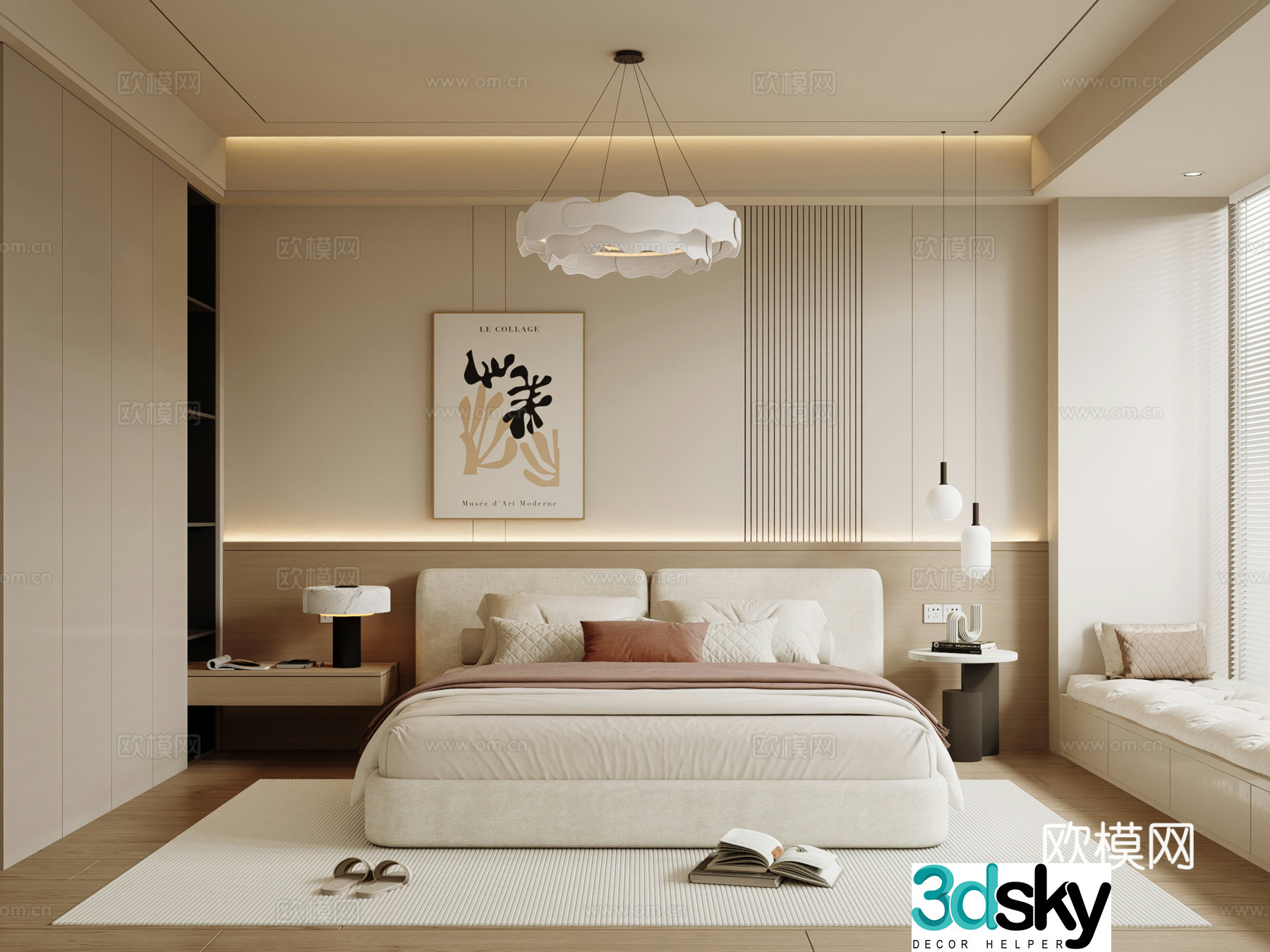 Modern home bedroom master bedroom floor bedroom 3d model