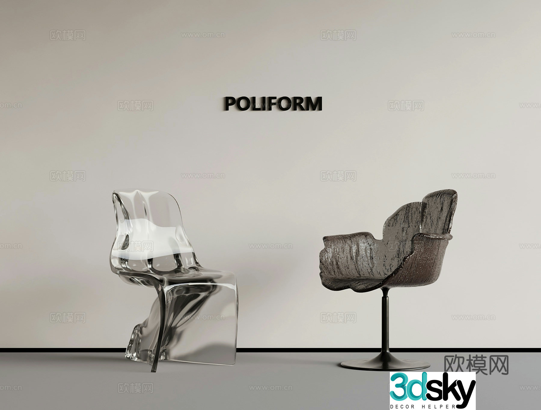Chair Modern Acrylic Chair Dining Chair Writing Chair 3D Model