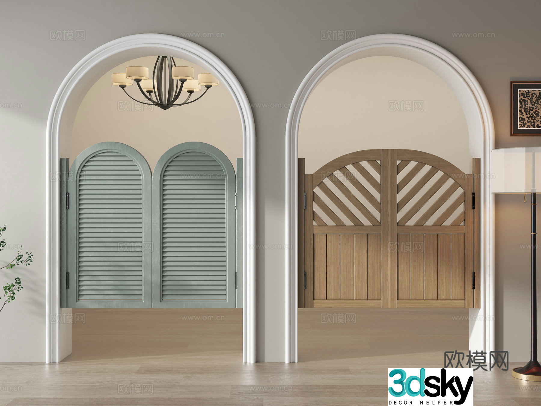 Mediterranean pastoral style denim door half waist door courtyard door fence door other door American half 3D model
