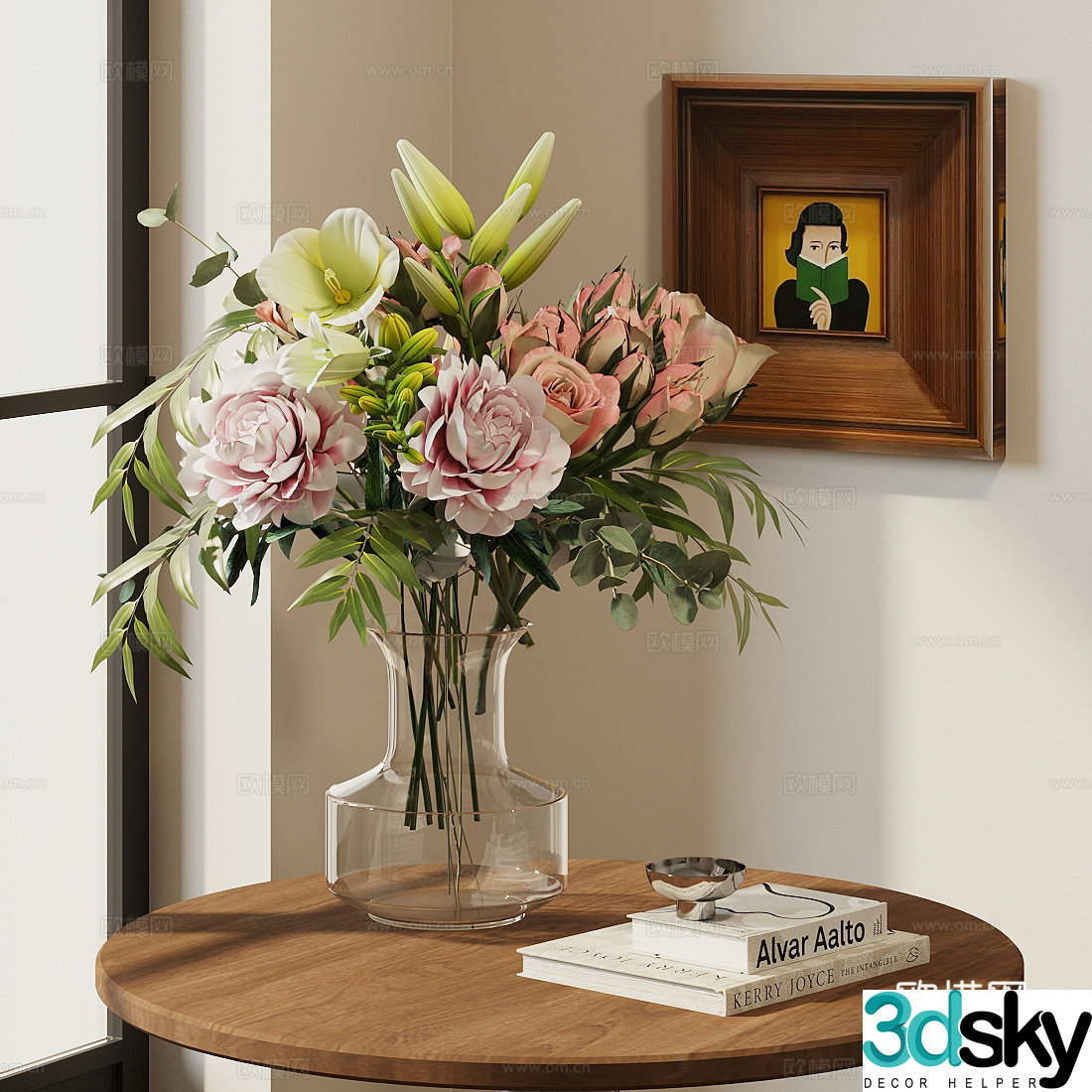 Flower ornaments Flower green plants Flower vase 3D model