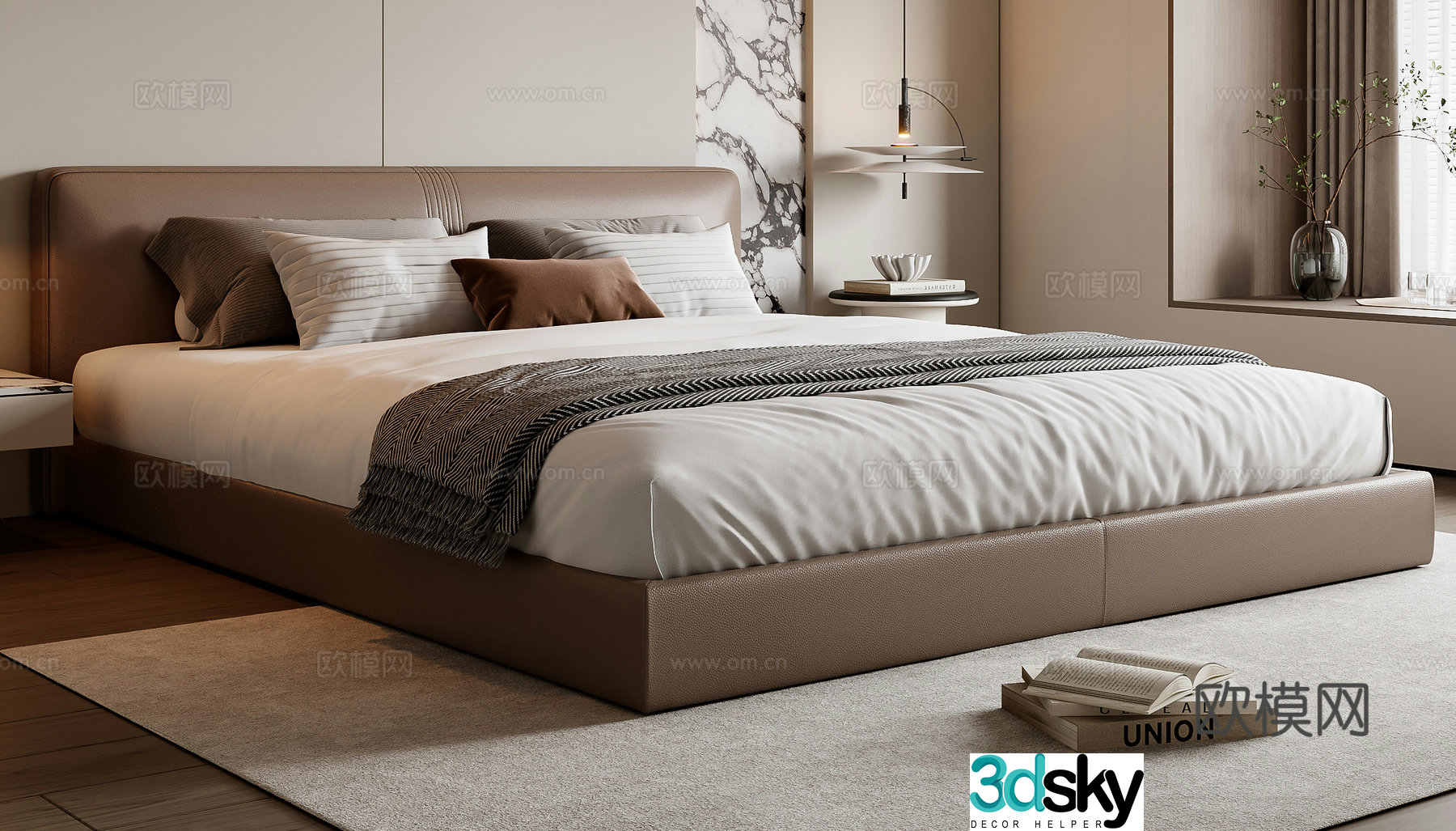 Italian double bed 3d model
