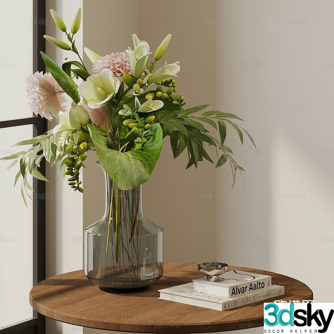 Flower art ornaments Flower art vase Flower art green plants 3D model