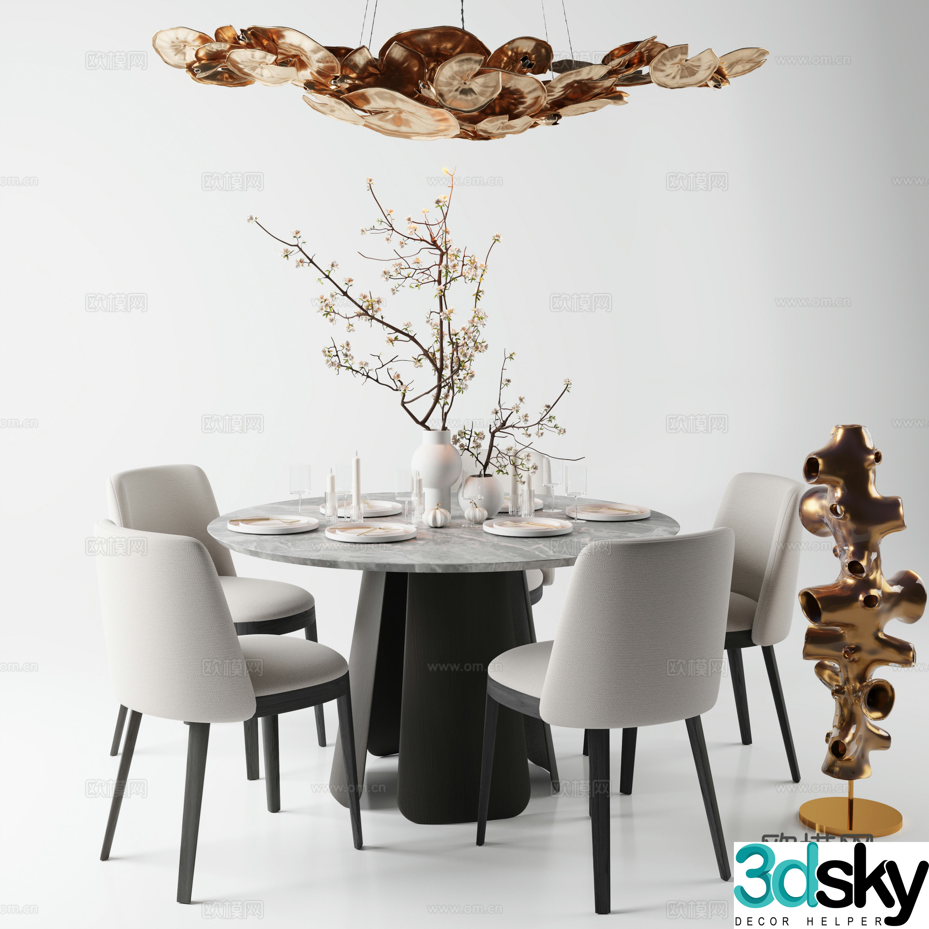 Dining table Dining chair Restaurant Carpet 3d model