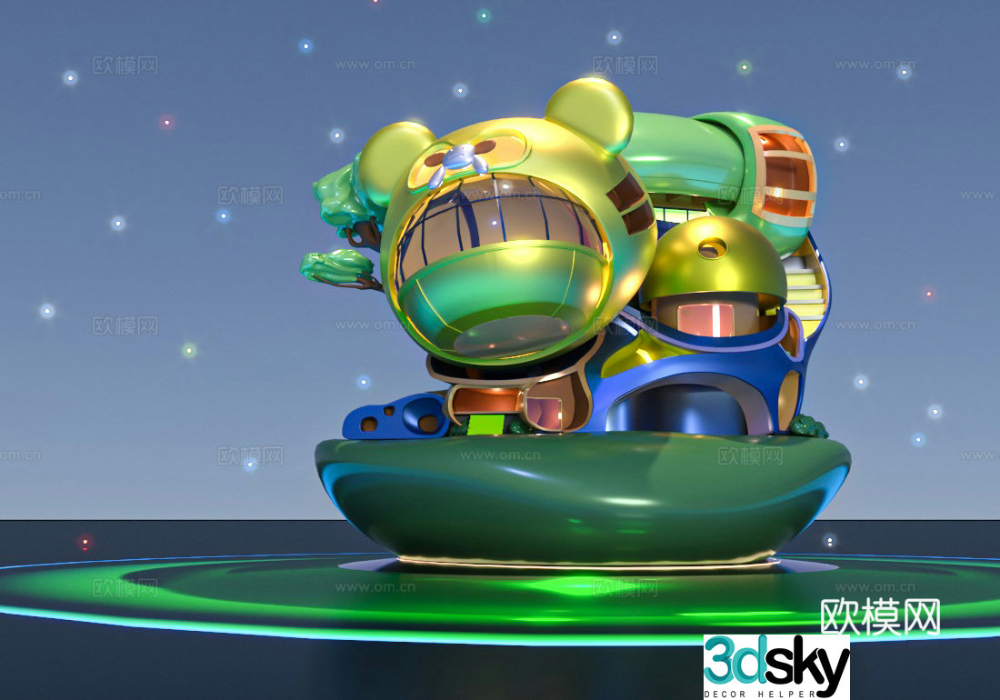 Cartoon architecture 3d model