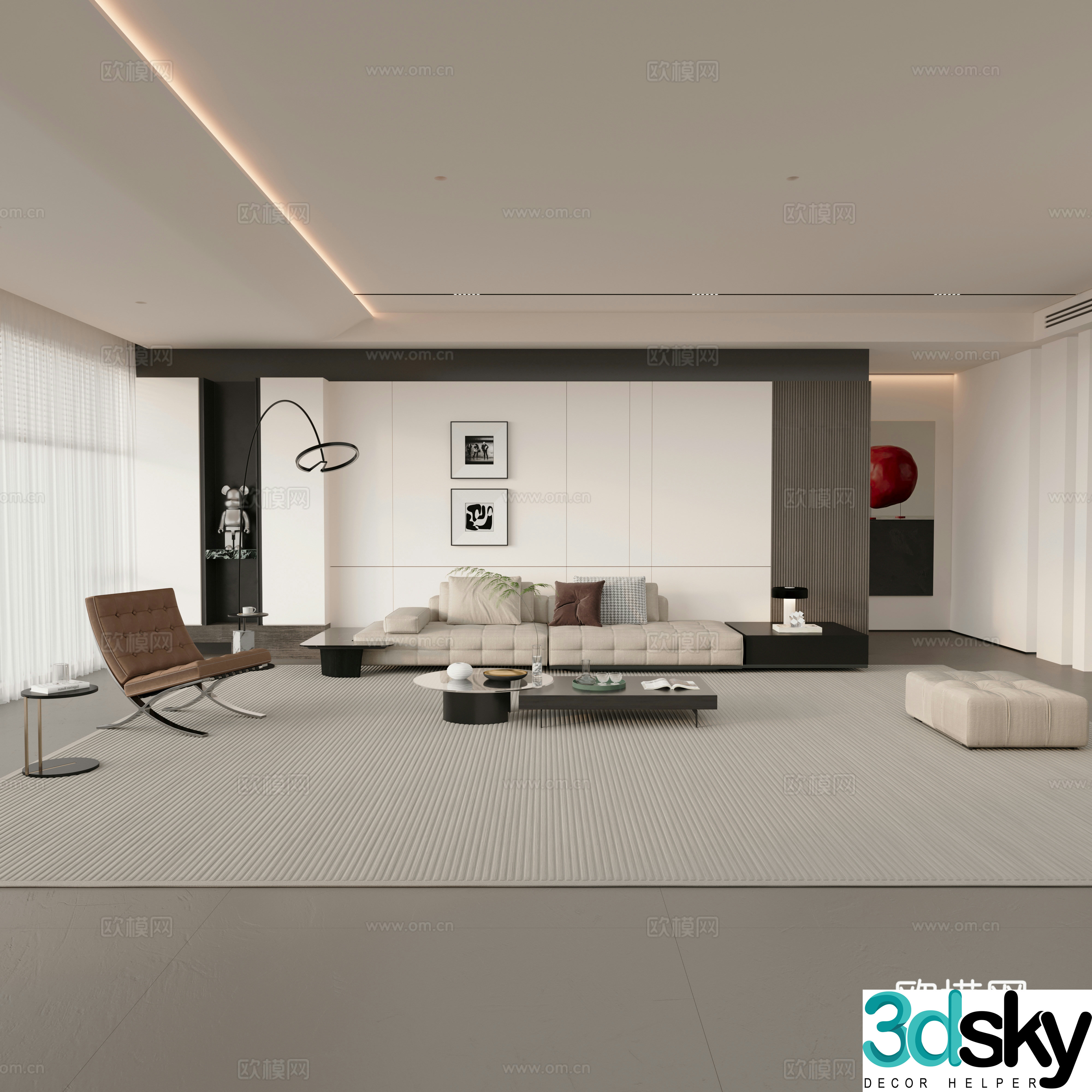 Modern Italian home living room sofa combination 3d model