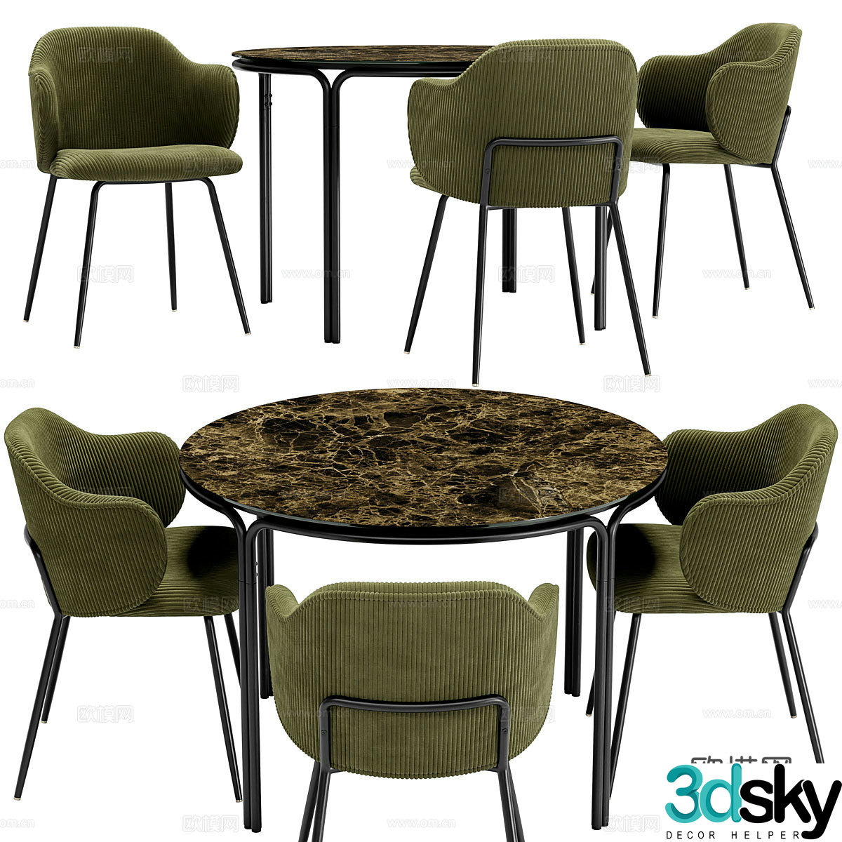 Dining table and dining chair 3d model