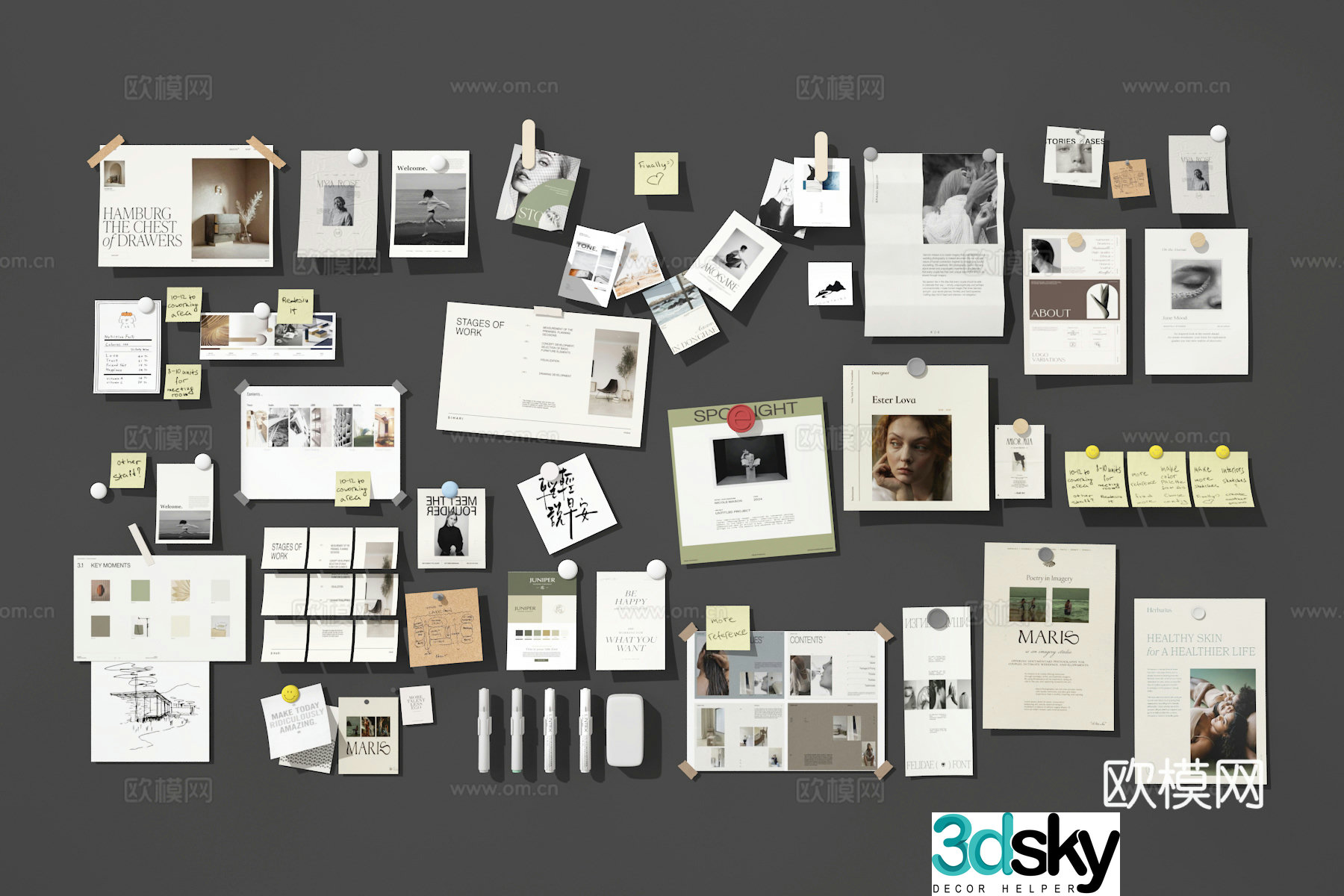 Sticky note wall 3d model