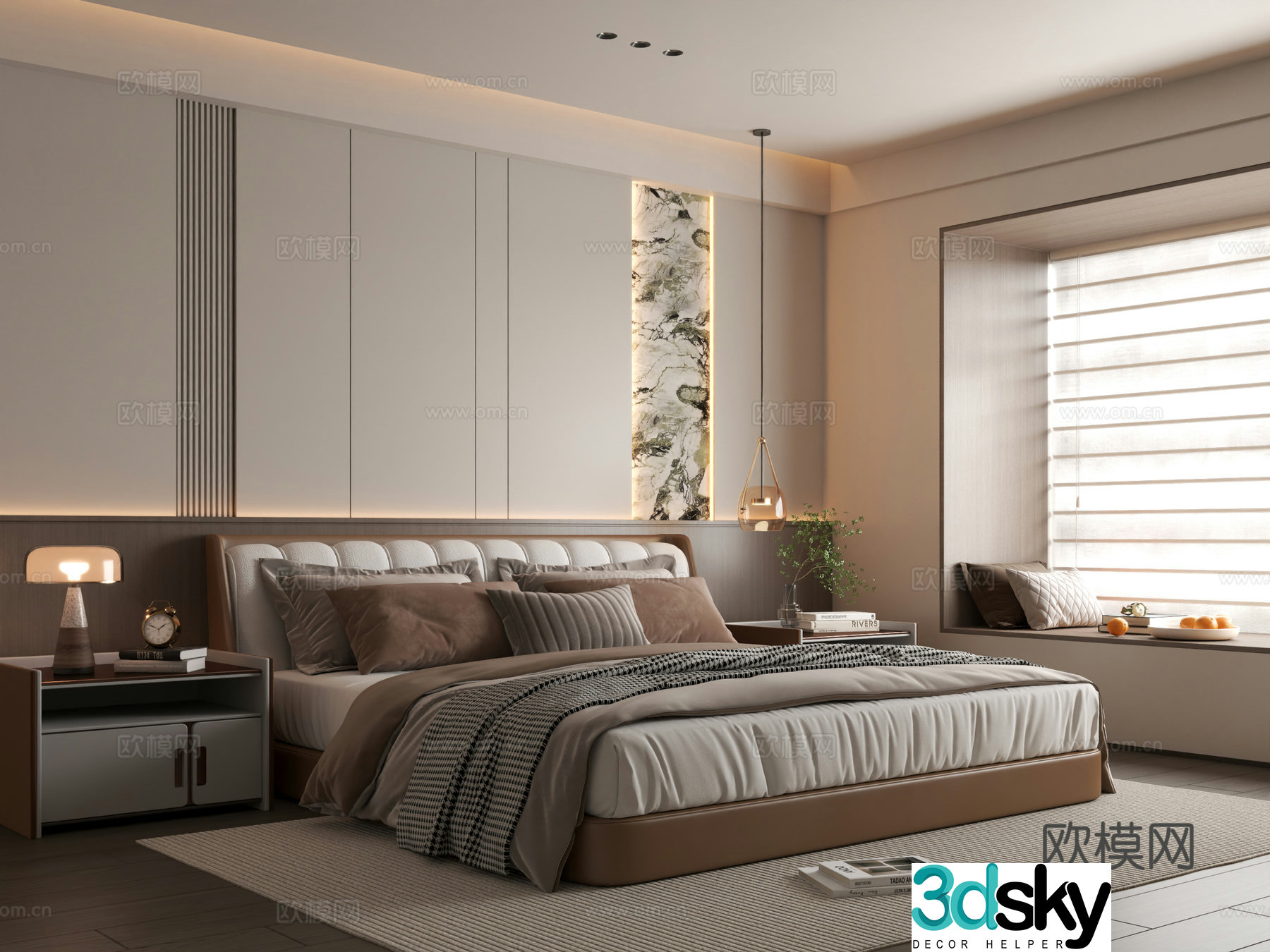 Modern bedroom Italian bedroom Bedroom Bedroom Bedroom Background Wall 3D Model