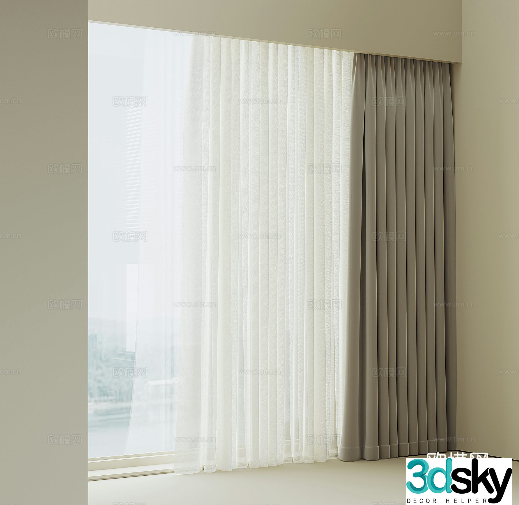 Modern home curtains 3d model
