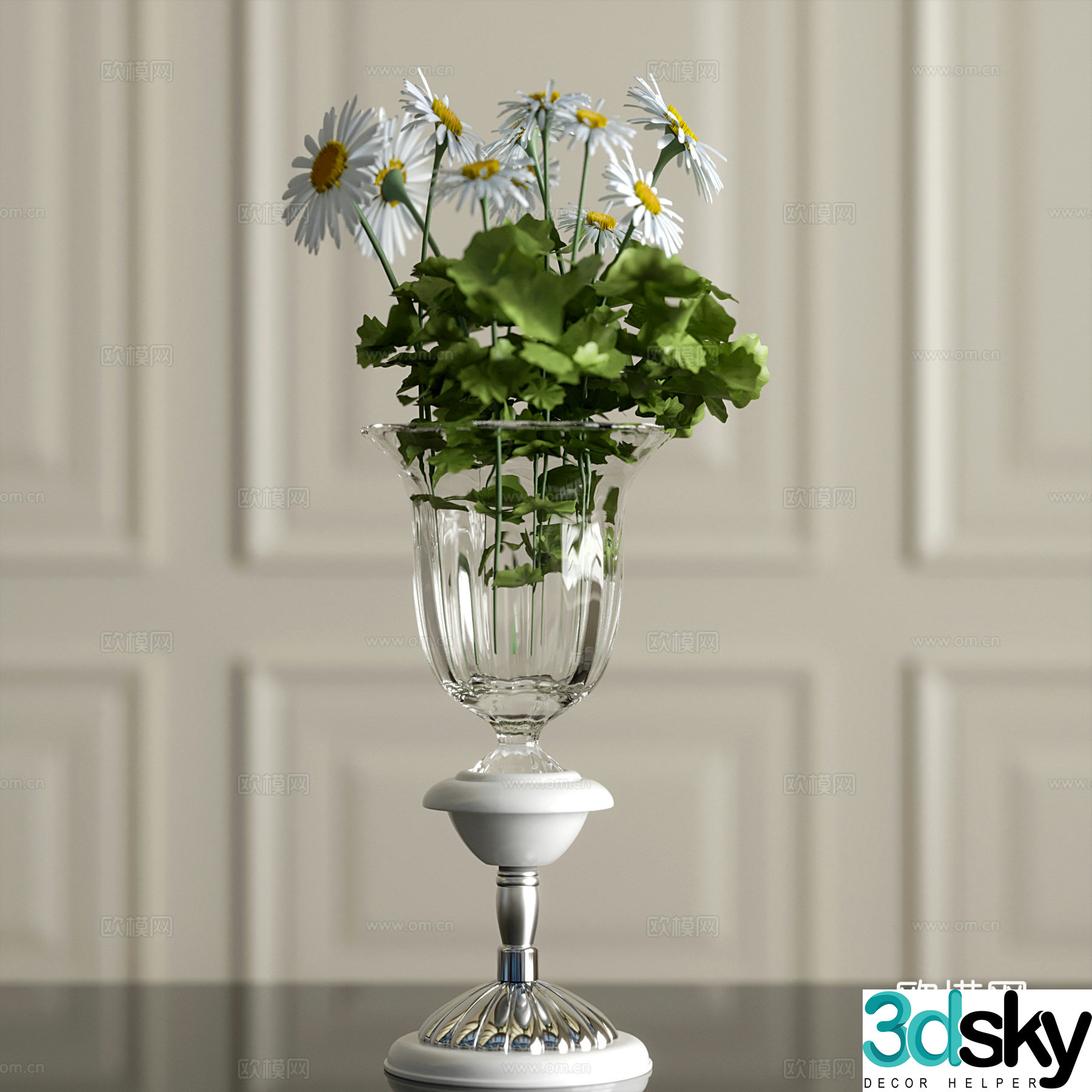 American vase flowers flower art flower arrangement glass vase 3d model