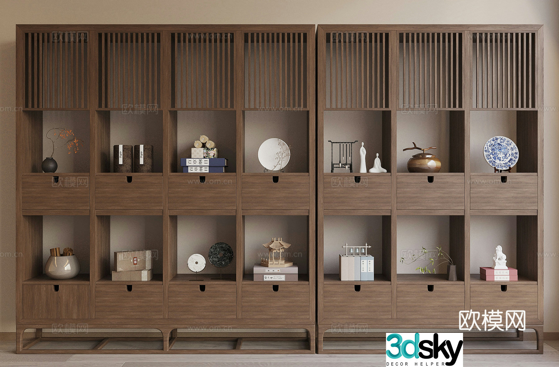 New Chinese style 3D model of Bo Gu shelf