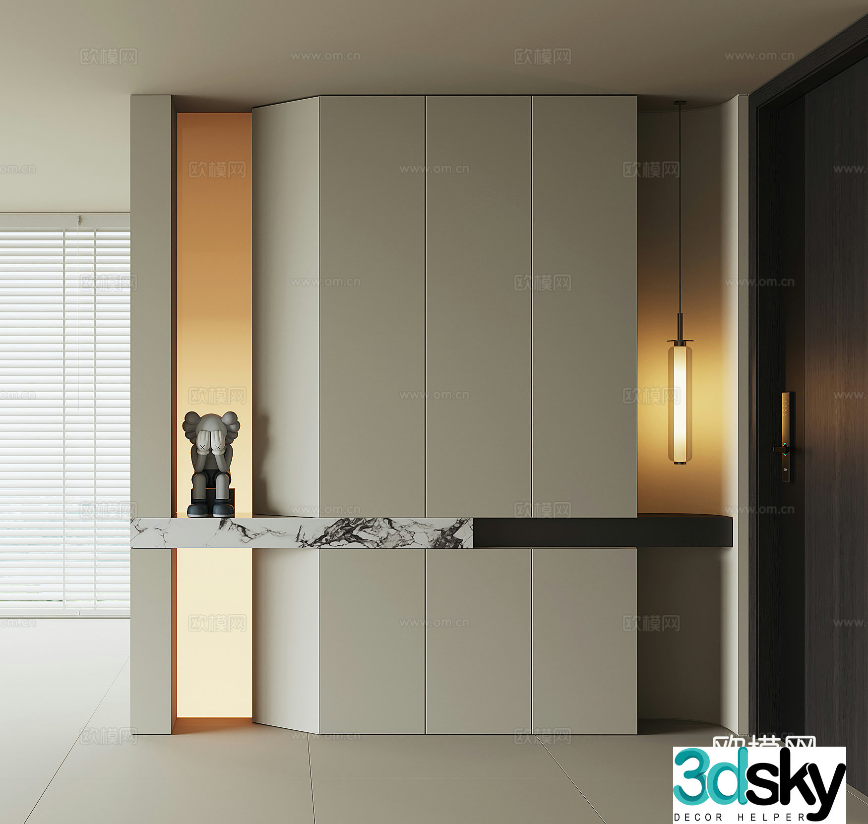 Modern home entrance shoe cabinet 3D model