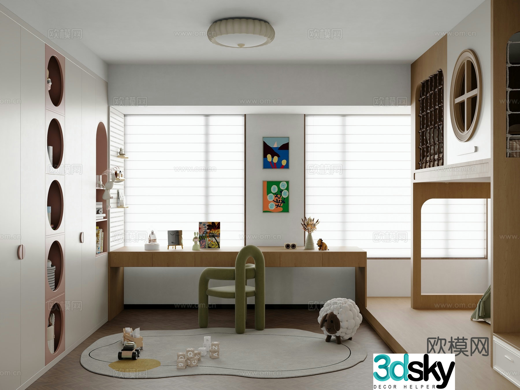 Modern minimalist children’s room 3d model