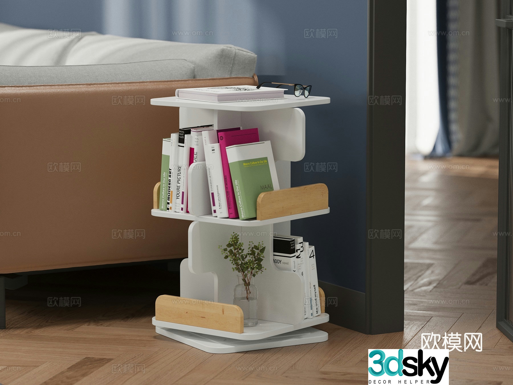 Rotating bookshelf 3d model