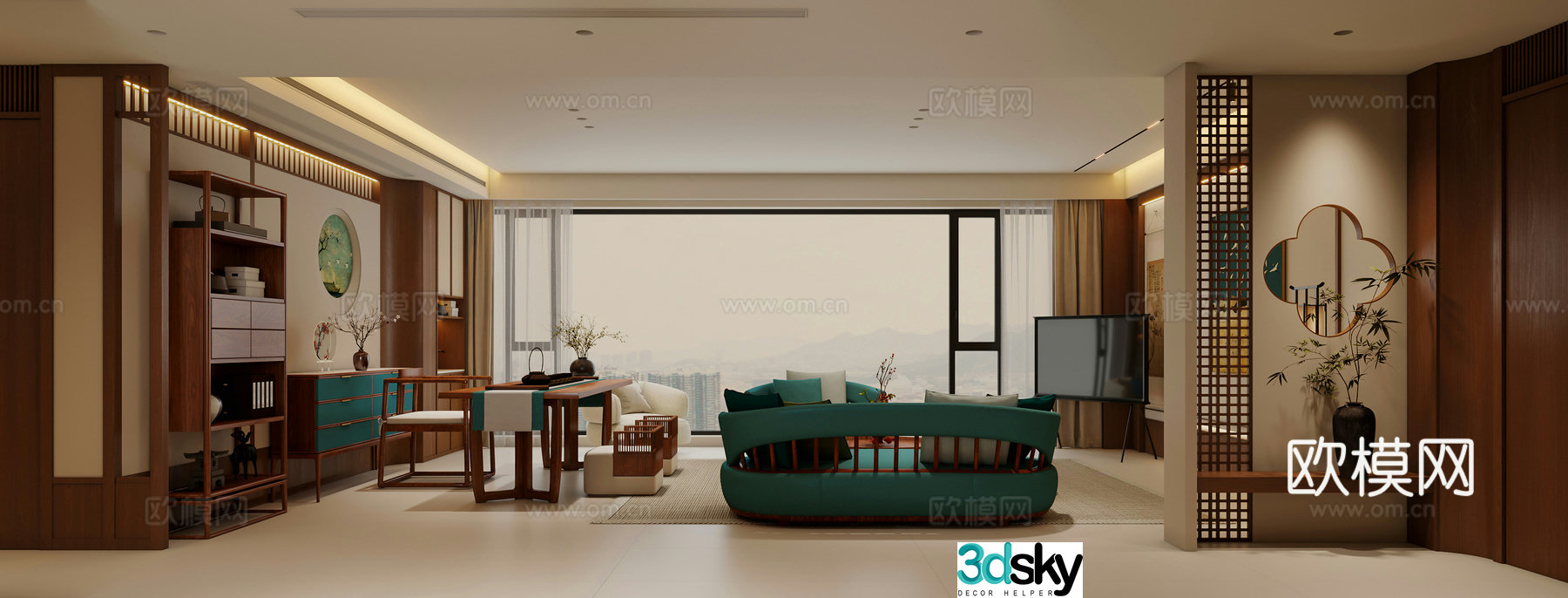 New Chinese style Song style aesthetics Living and dining room 3D model