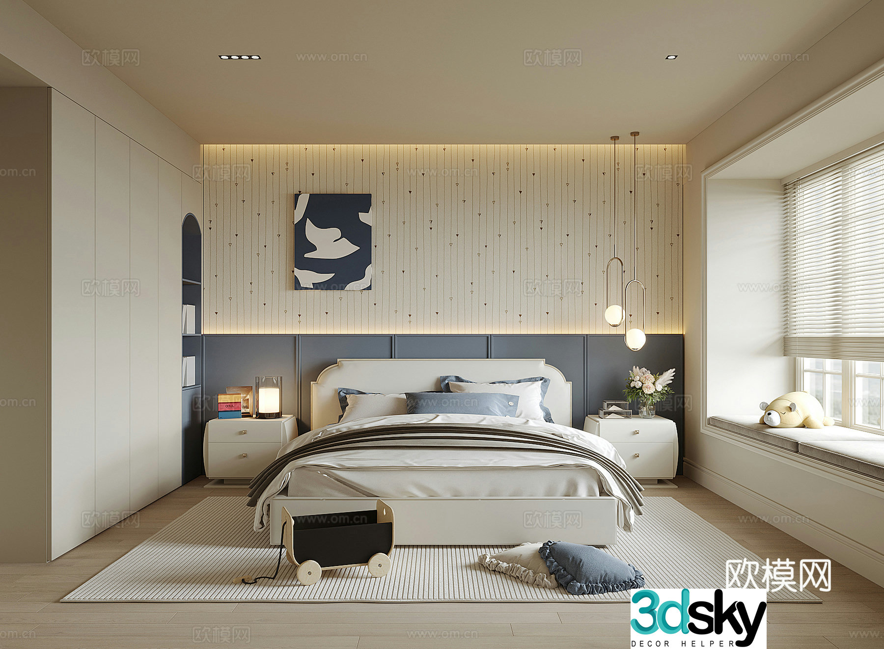 Modern boy room 3d model