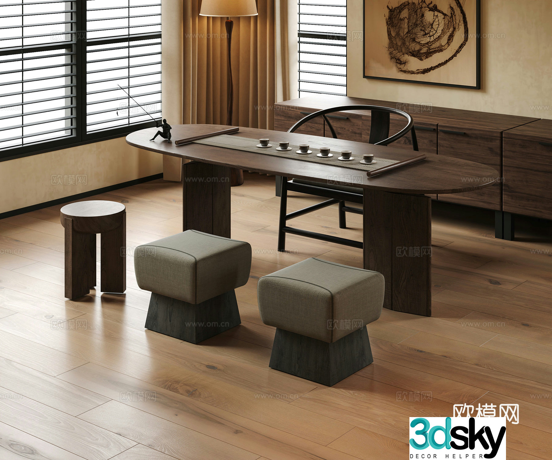 Modern tea table and chair 3d model