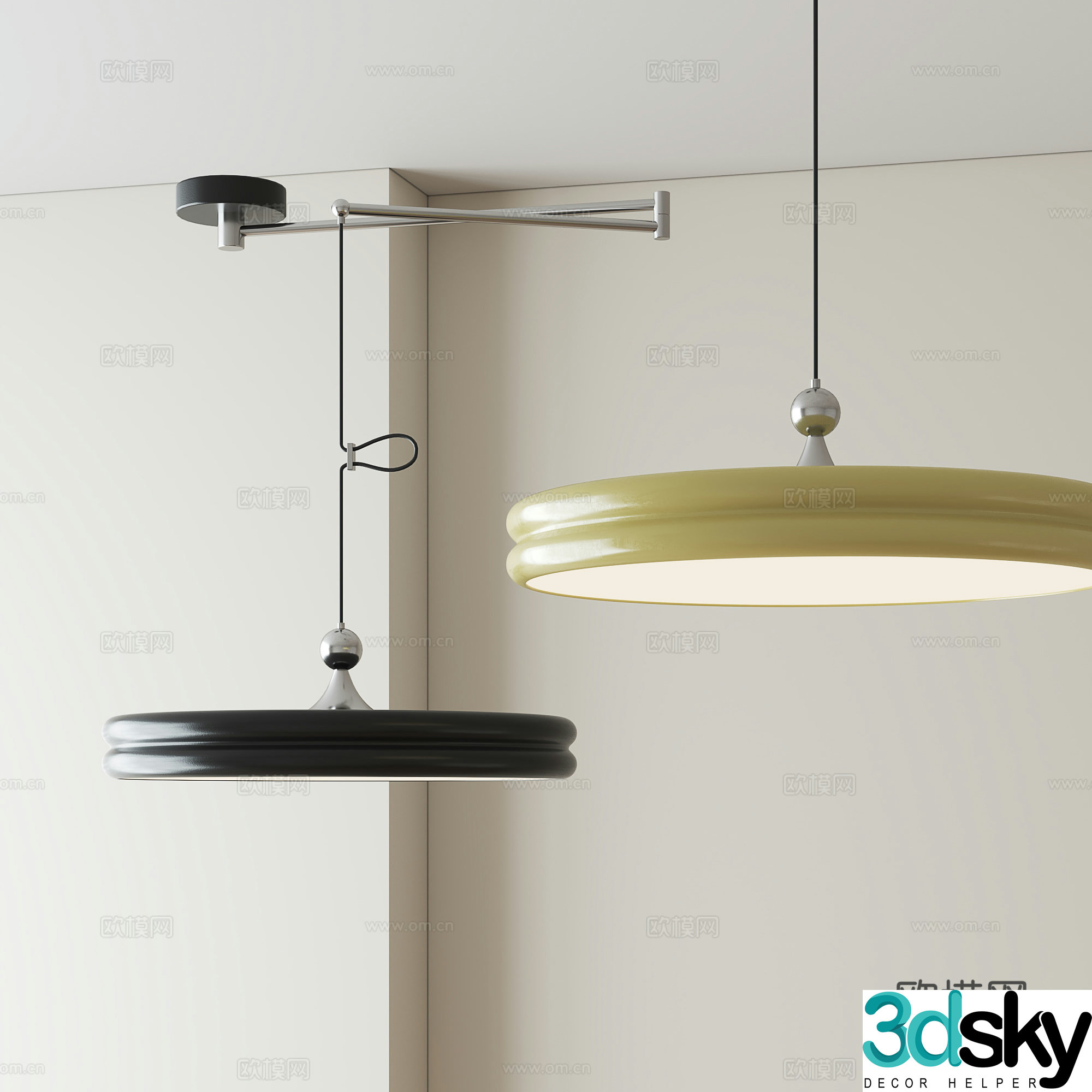 Modern minimalist restaurant chandeliers 3d model