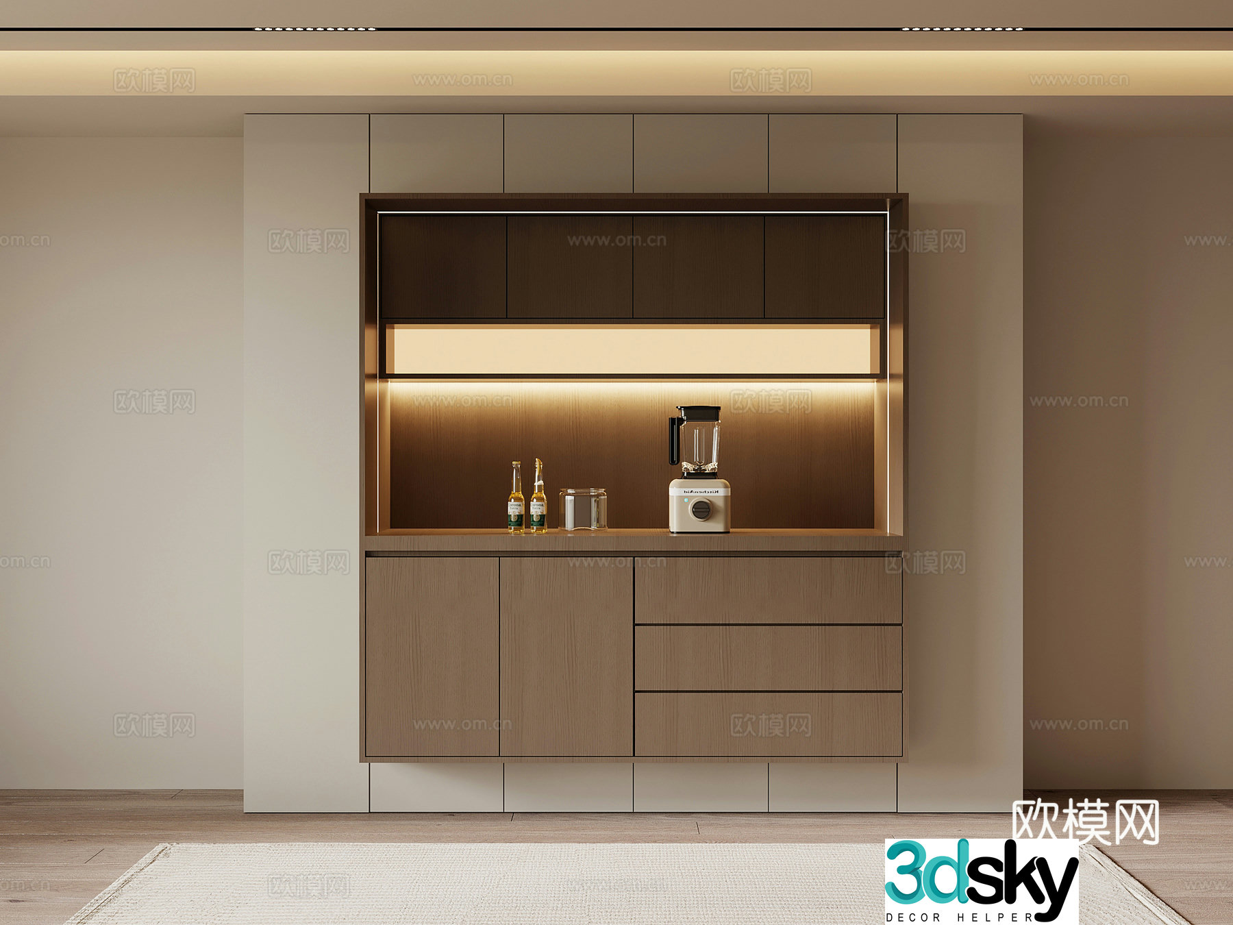 Modern minimalist wine cabinet sideboard 3D model