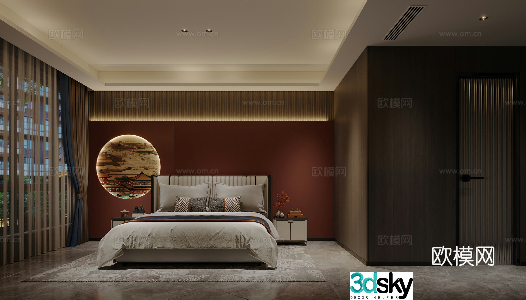 New Chinese bedroom 3D model