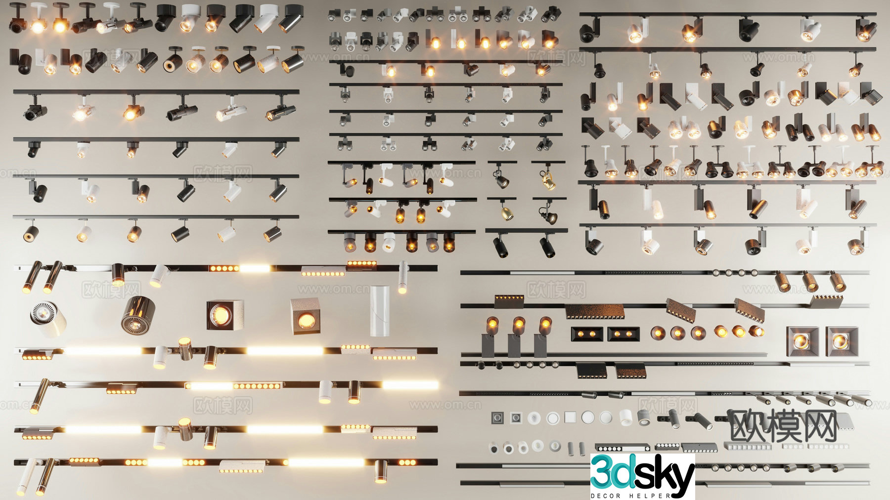 Lamps Chandeliers Magnetic Spotlights Surface-mounted Downlights 3D Model