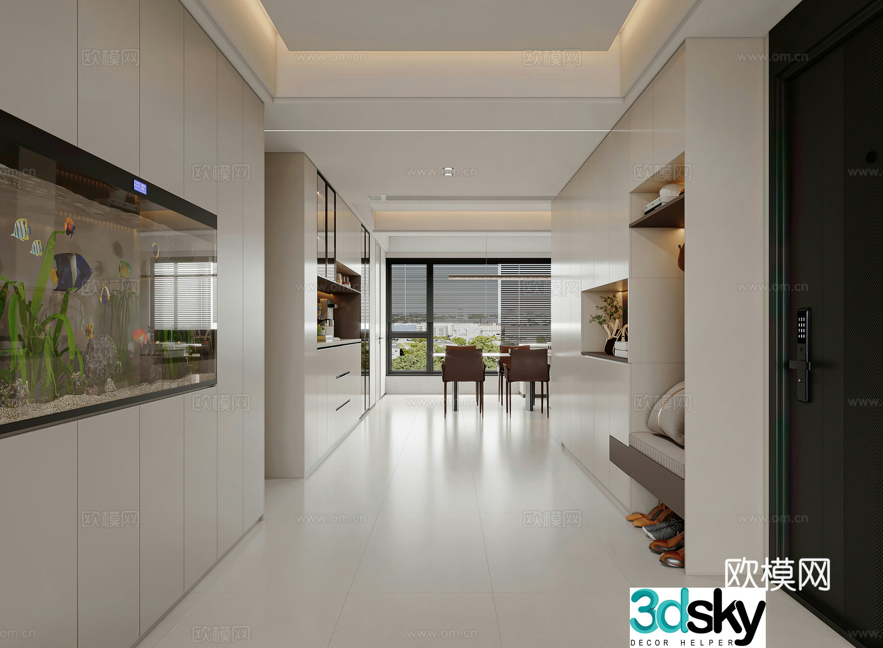 Modern restaurant dining table shoe cabinet bathtub entrance hall wine cabinet simple living and dining room 3d model