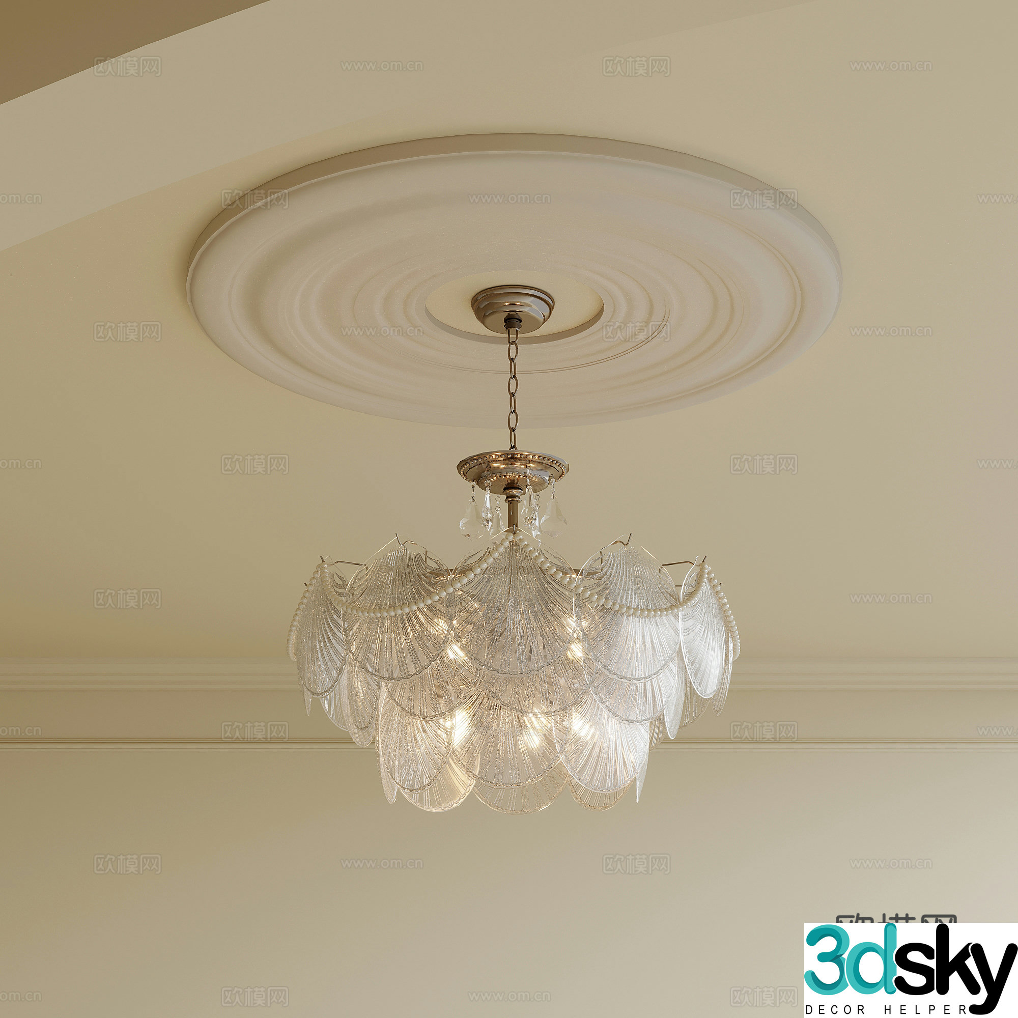 Chandelier French Cream Style Chandelier Crystal Chandelier Decorative Chandelier 3D Model