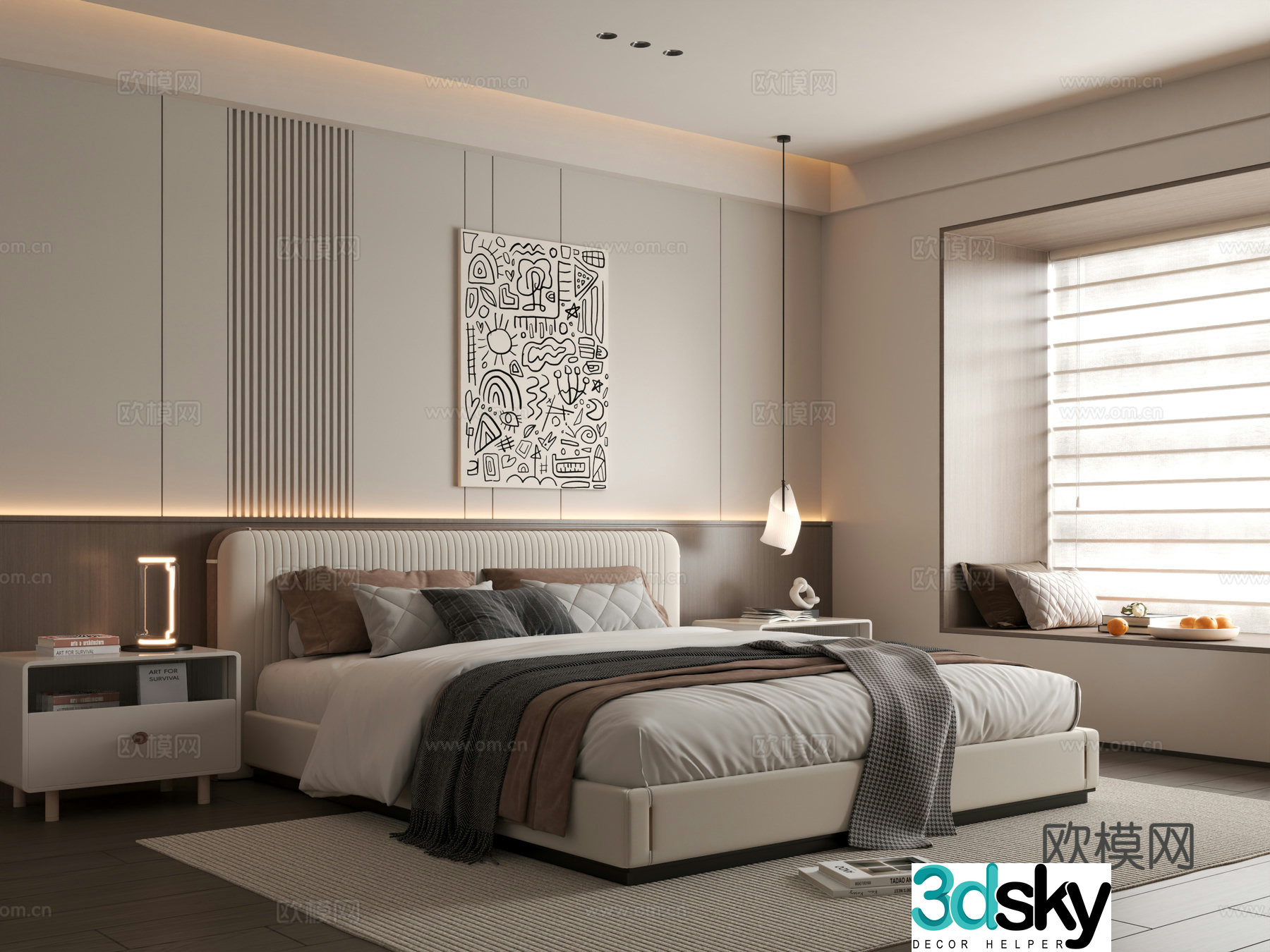 Modern bedroom Italian bedroom Bedroom Bedroom Bedroom Background Wall 3D Model