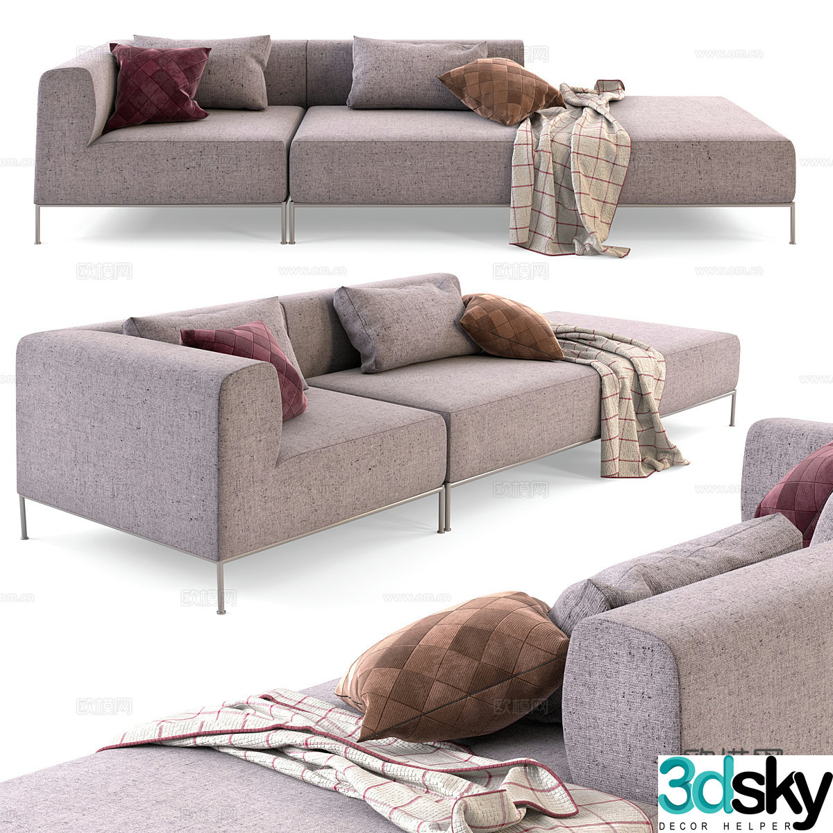 Three-person sofa 3d model
