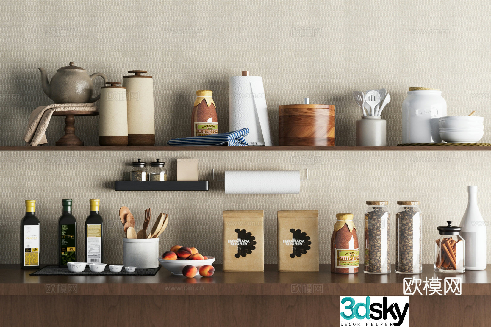 Kitchenware combination Kitchen supplies Seasoning jar 3D model