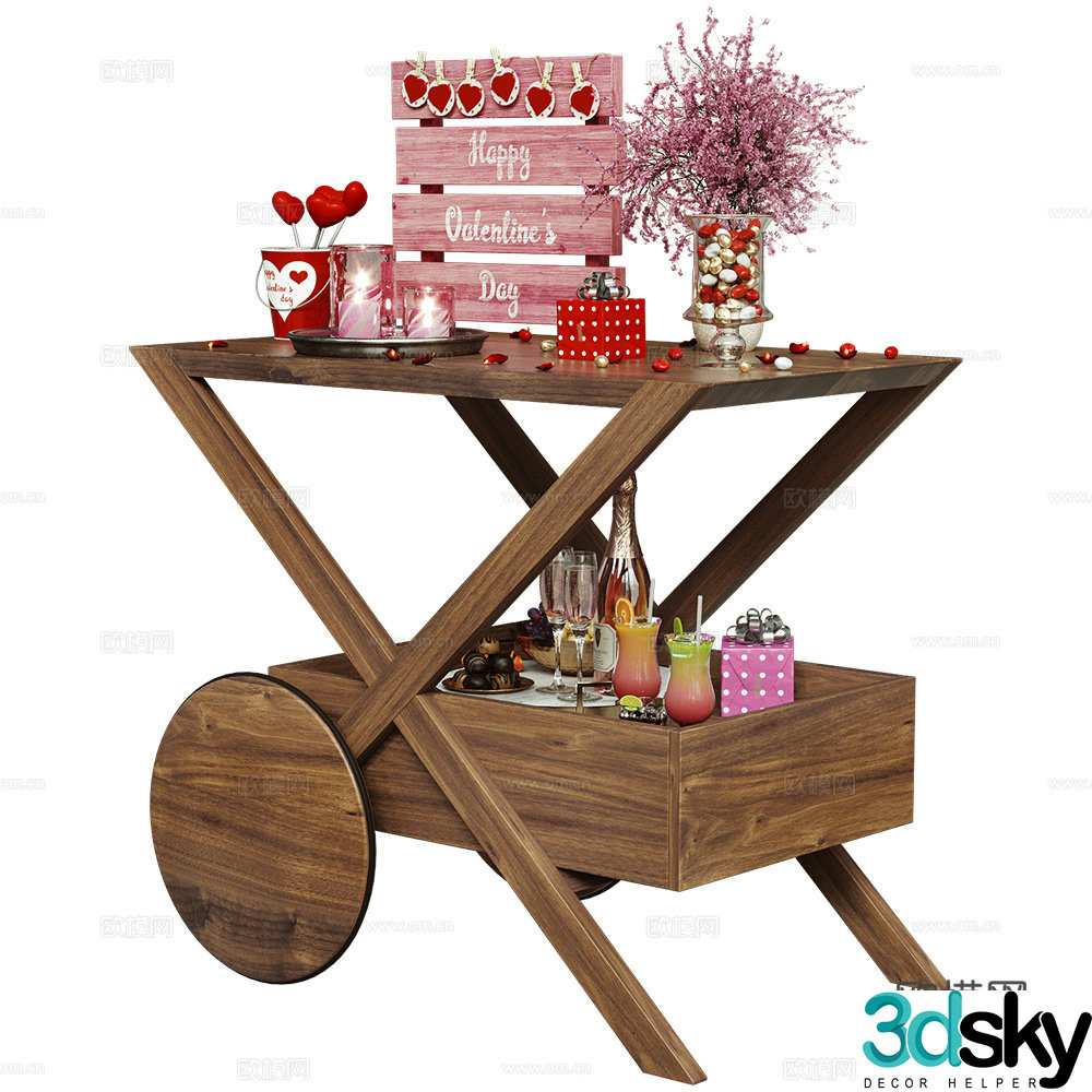 3D model of side table side