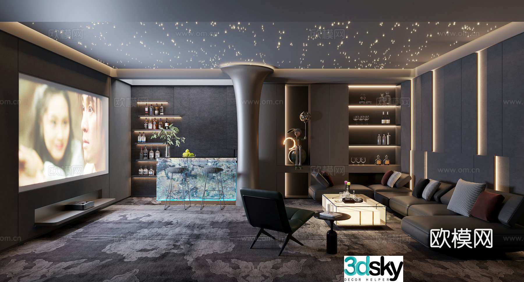 Modern Film and Television Hall Audio and Video Studio 3D Model