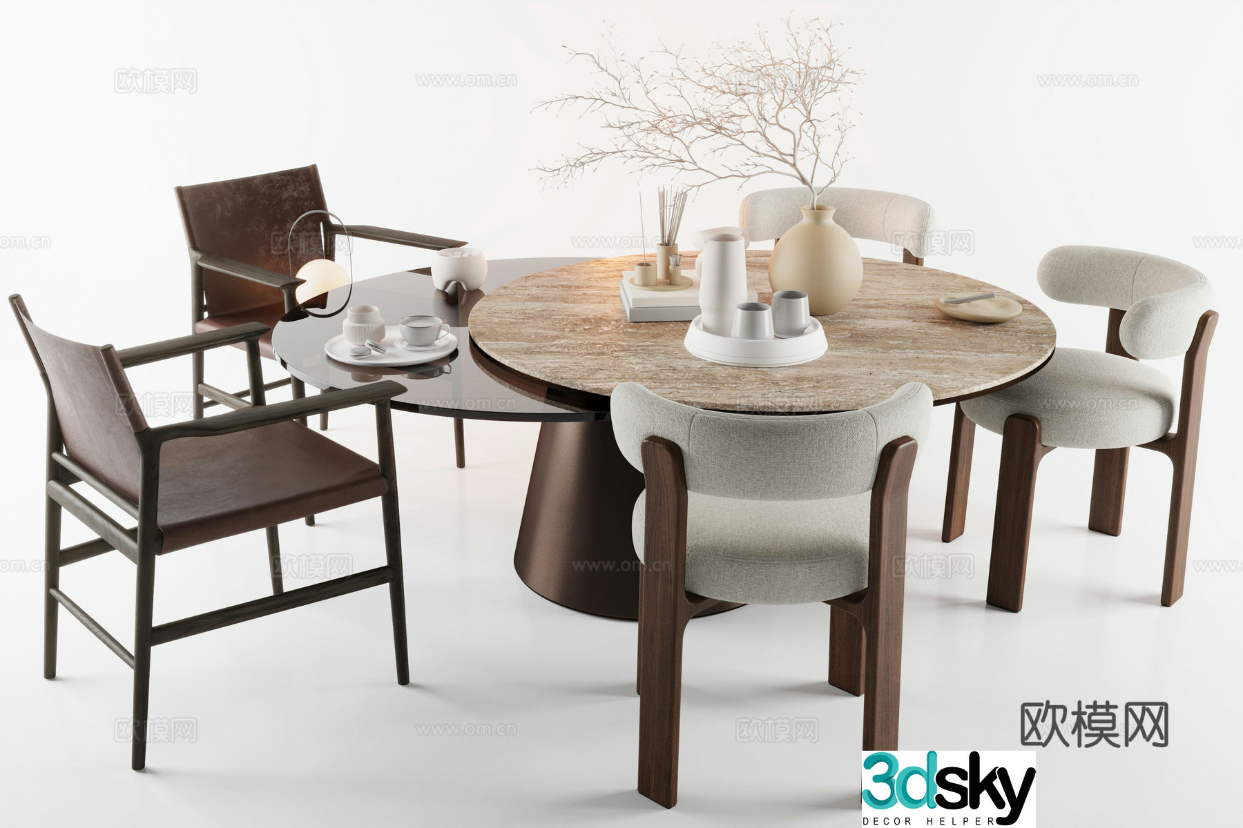 Dining table Dining chair Restaurant Carpet 3d model