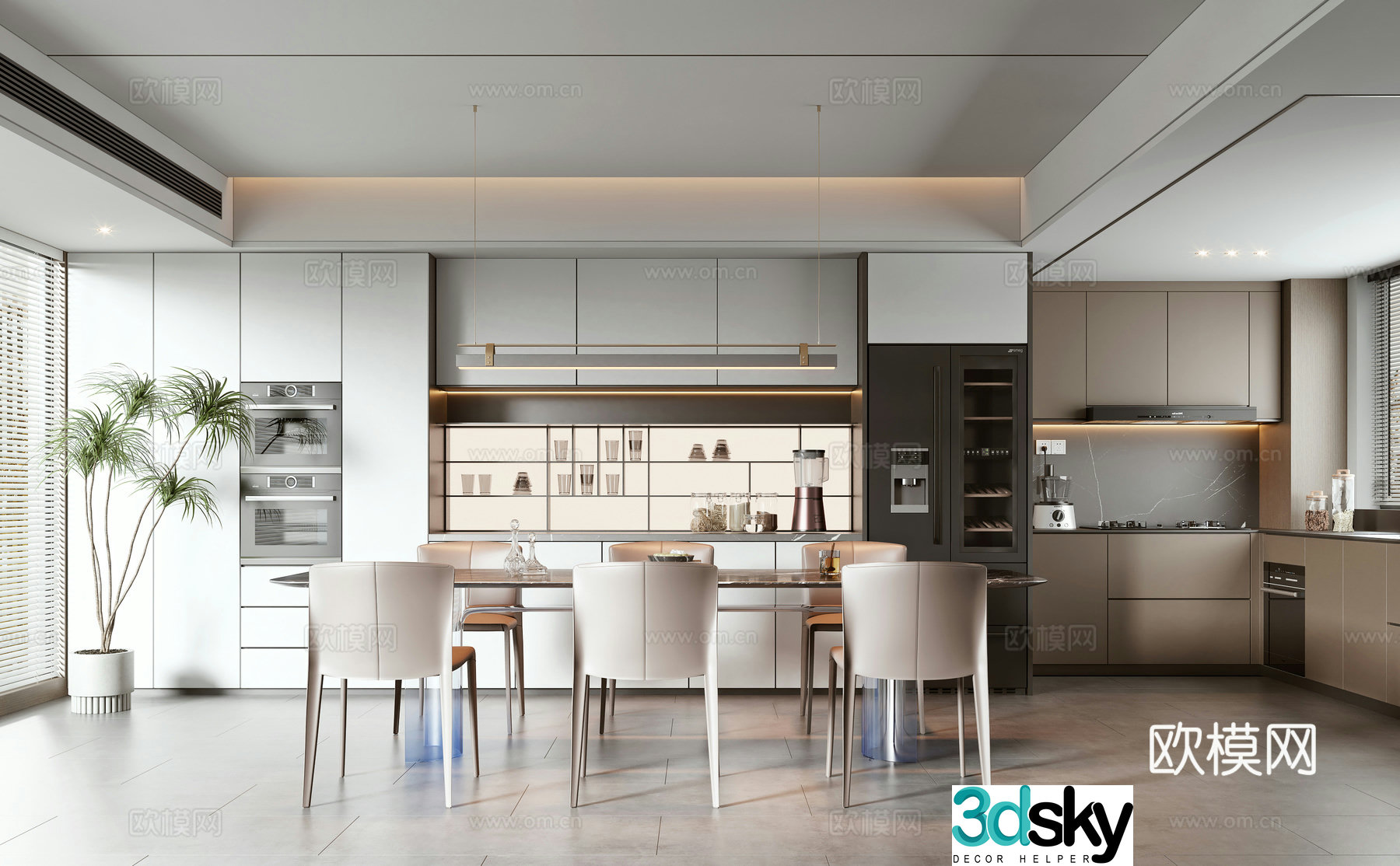 Modern light luxury kitchen 3d model