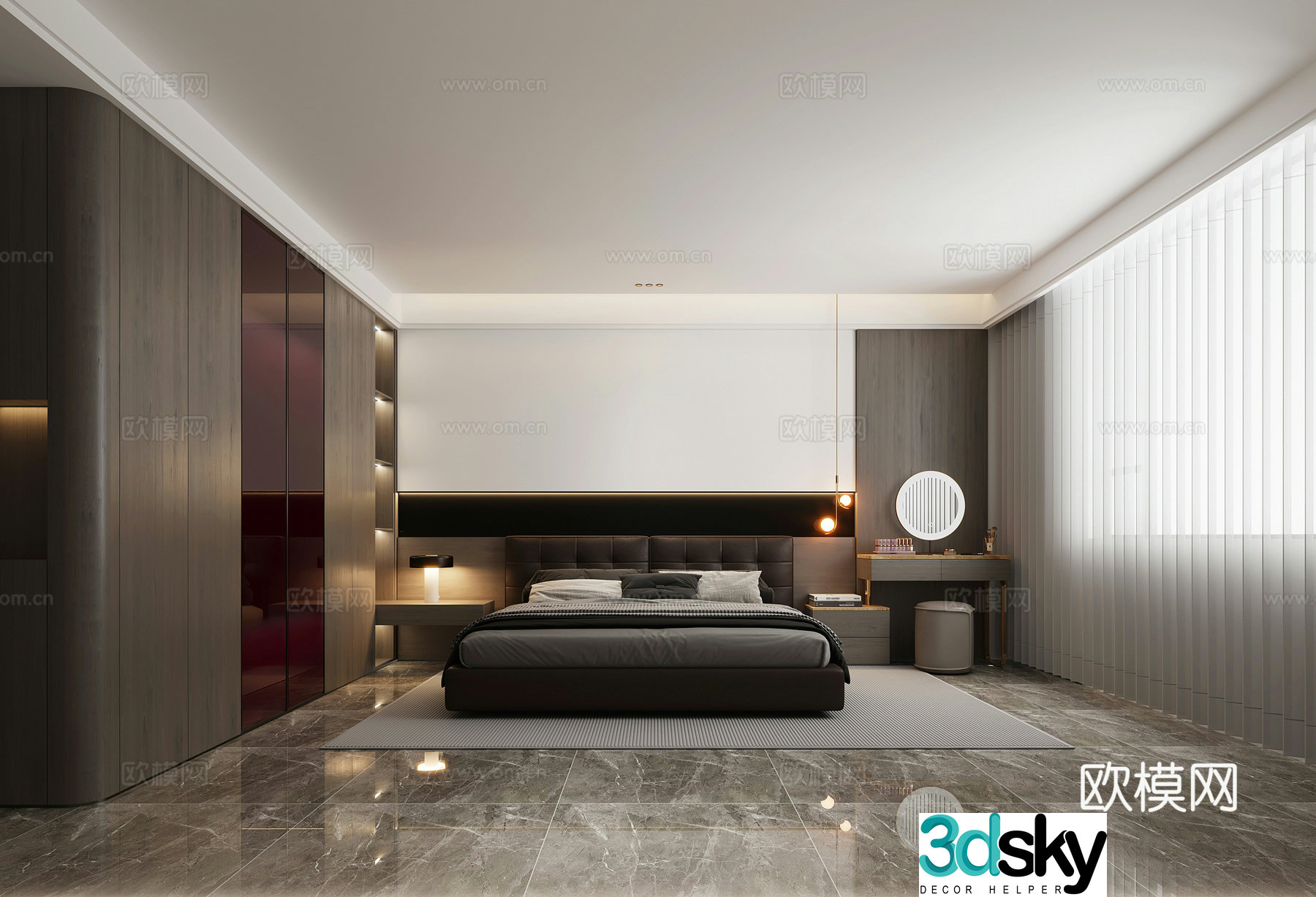 Modern light luxury Italian bedroom 3D model