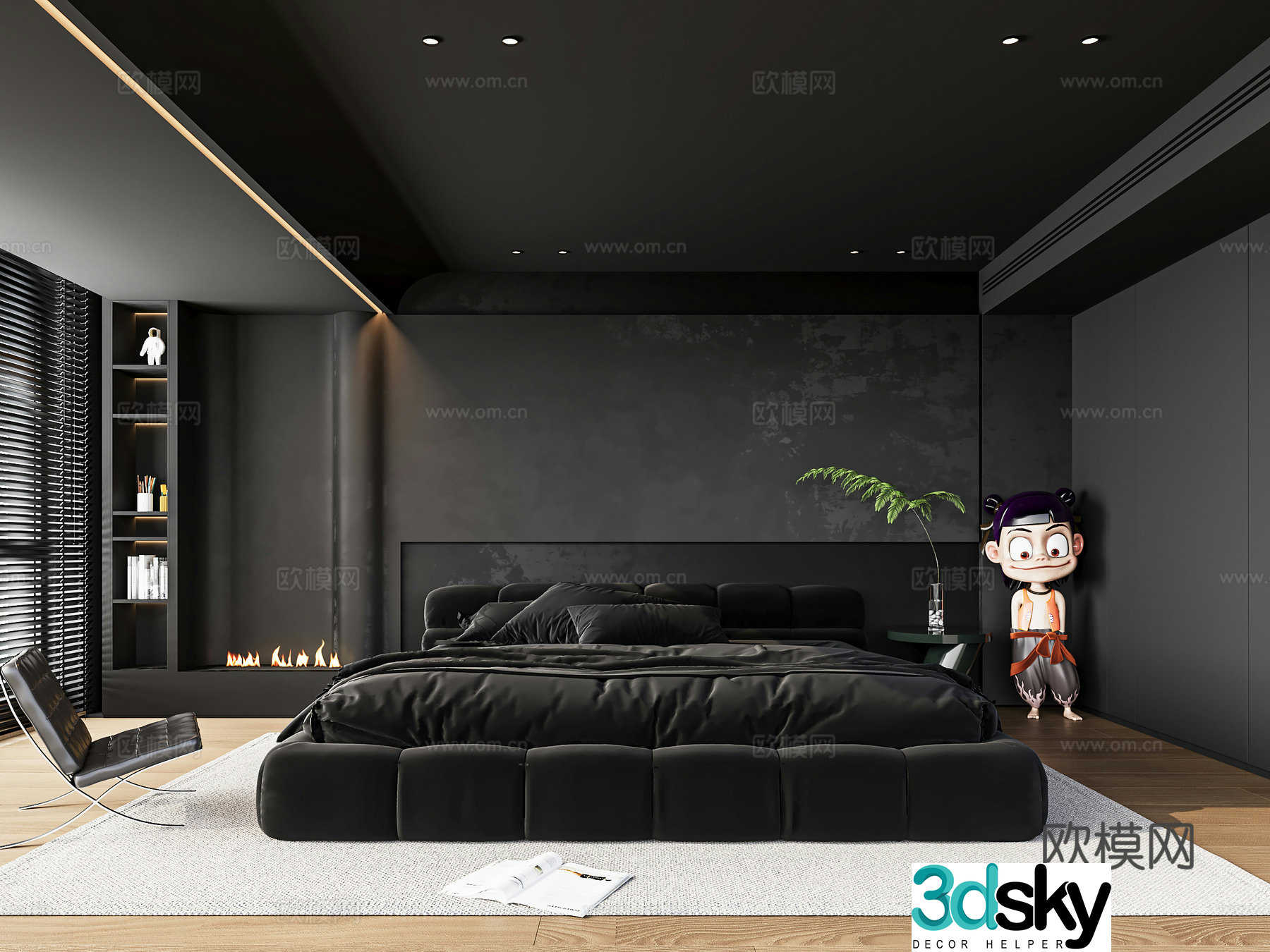 Dark Wind Bedroom 3d Model