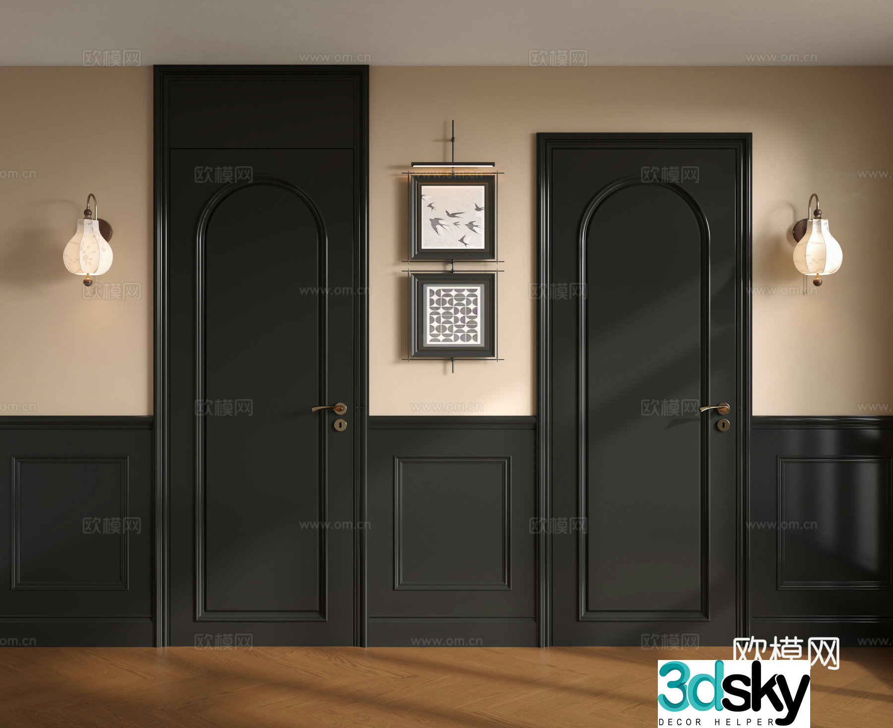 French medieval style pallet door Medium style pallet door Medium style wall panel Medium style decorative painting 3D model