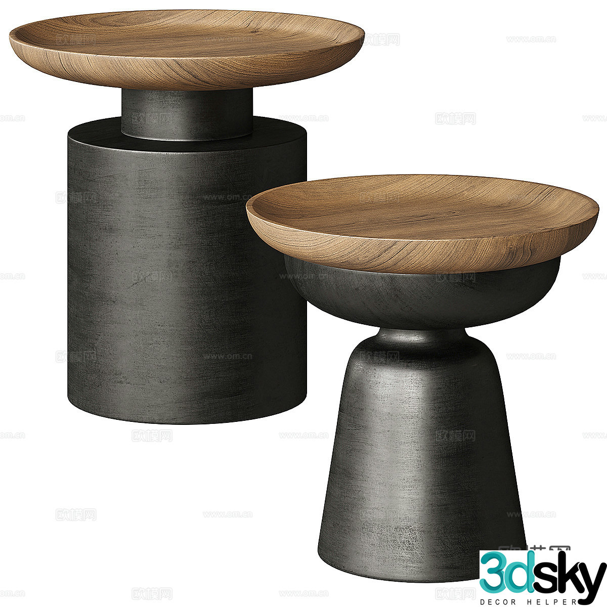 Modern angle table side table round table 3D model