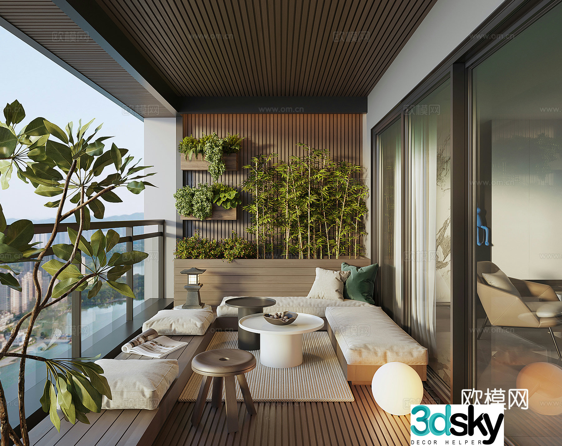 Modern leisure landscape balcony 3d model