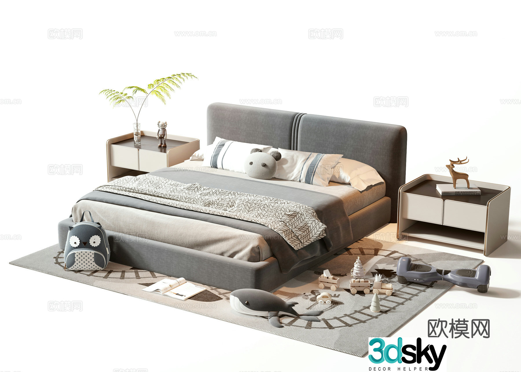 Modern double bed 3d model