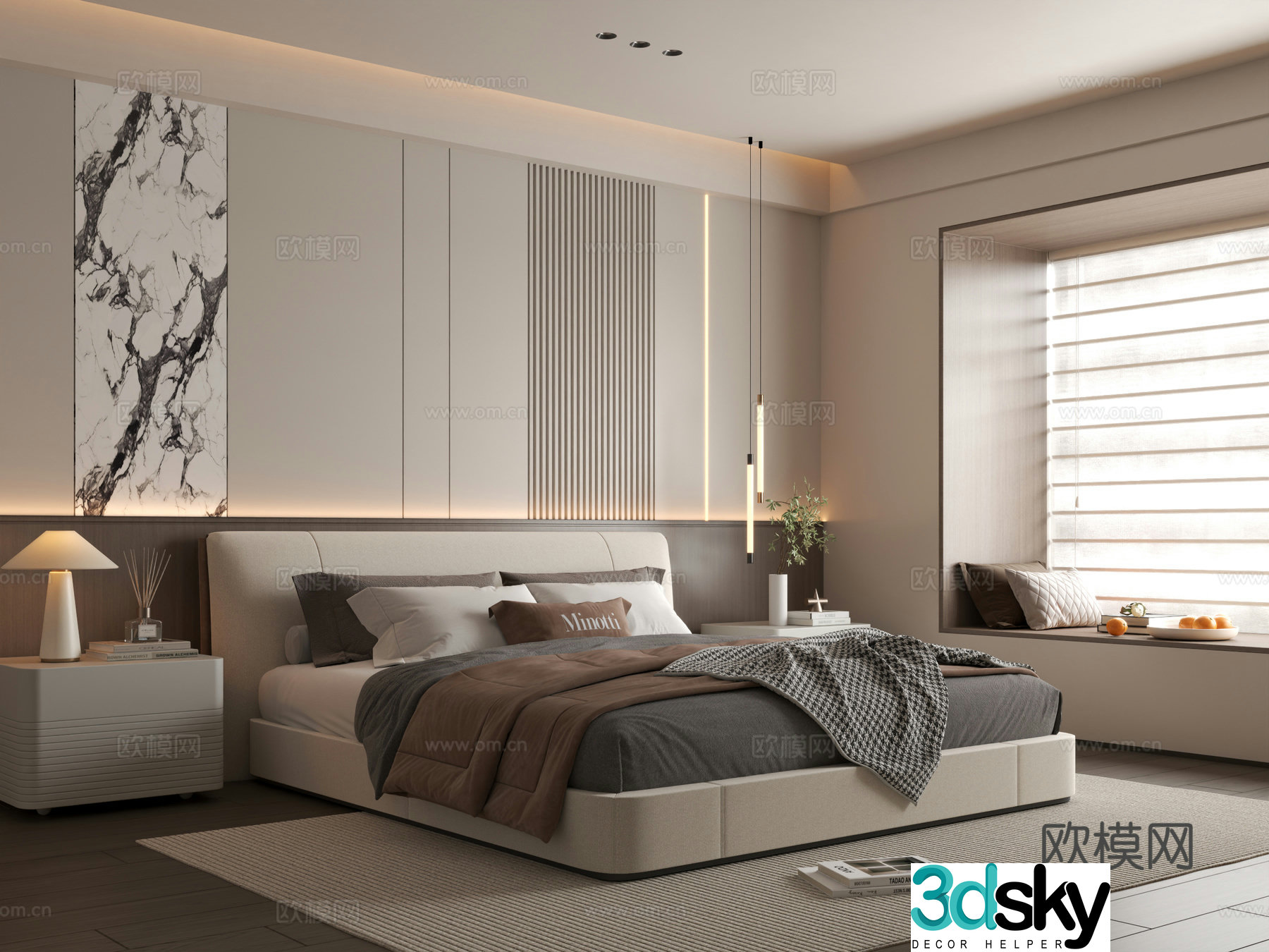 Modern bedroom Italian bedroom Bedroom Bedroom Bedroom Background Wall 3D Model