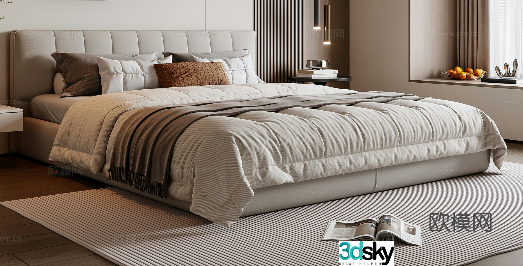 Modern double bed 3d model