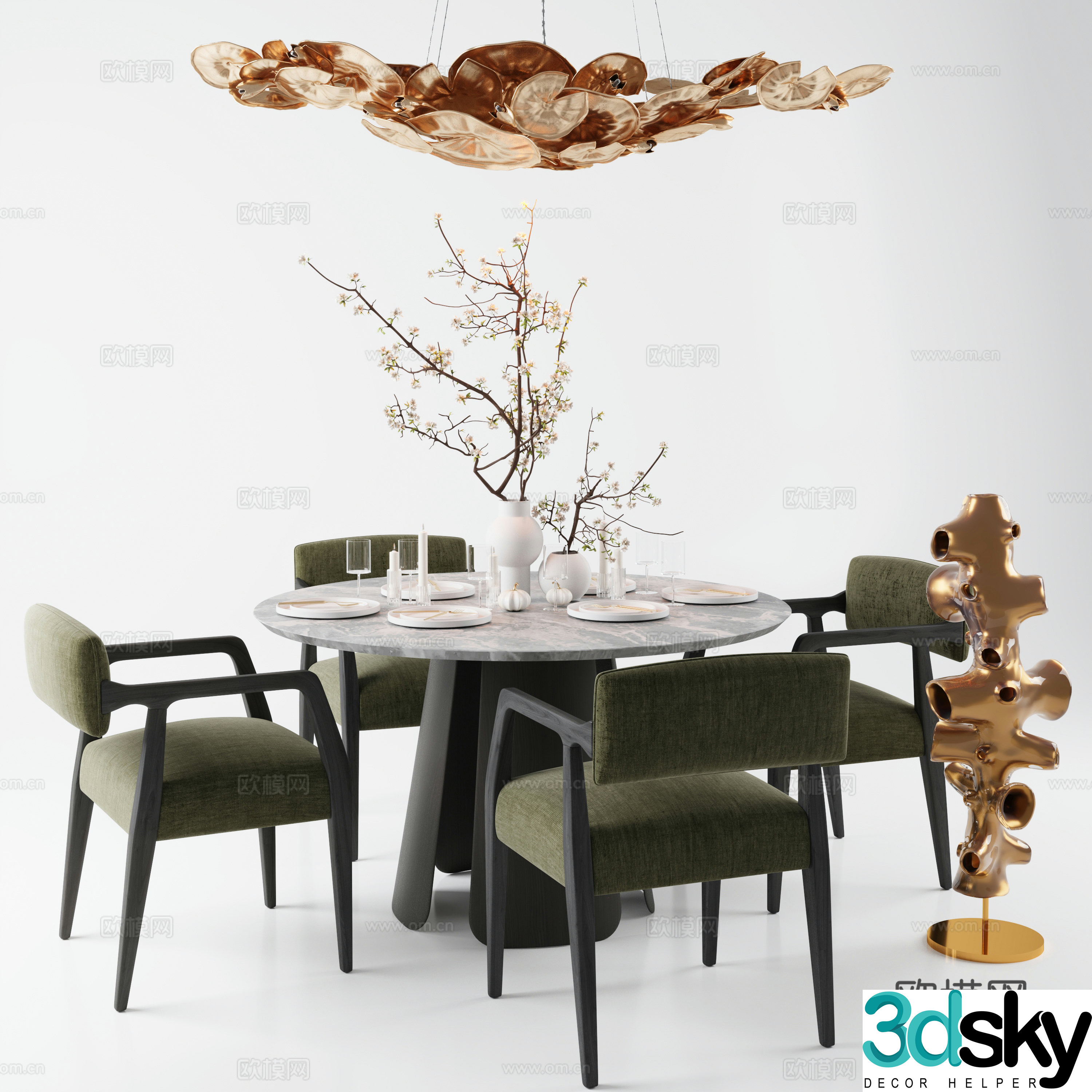 Dining table Dining chair Restaurant Carpet 3d model