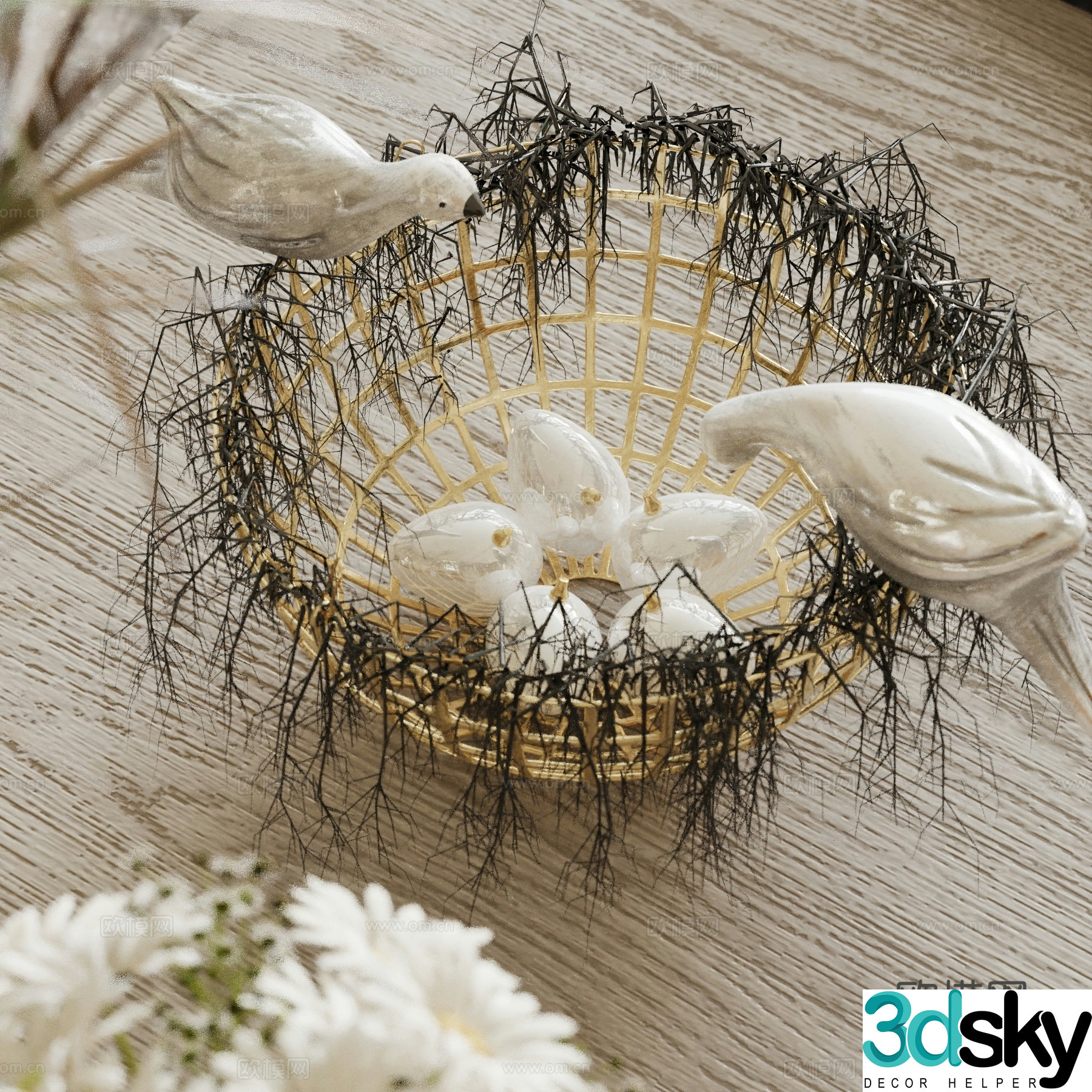 Modern sculpture ornaments Bird’s nest sculpture ornaments Animal sculpture 3d model