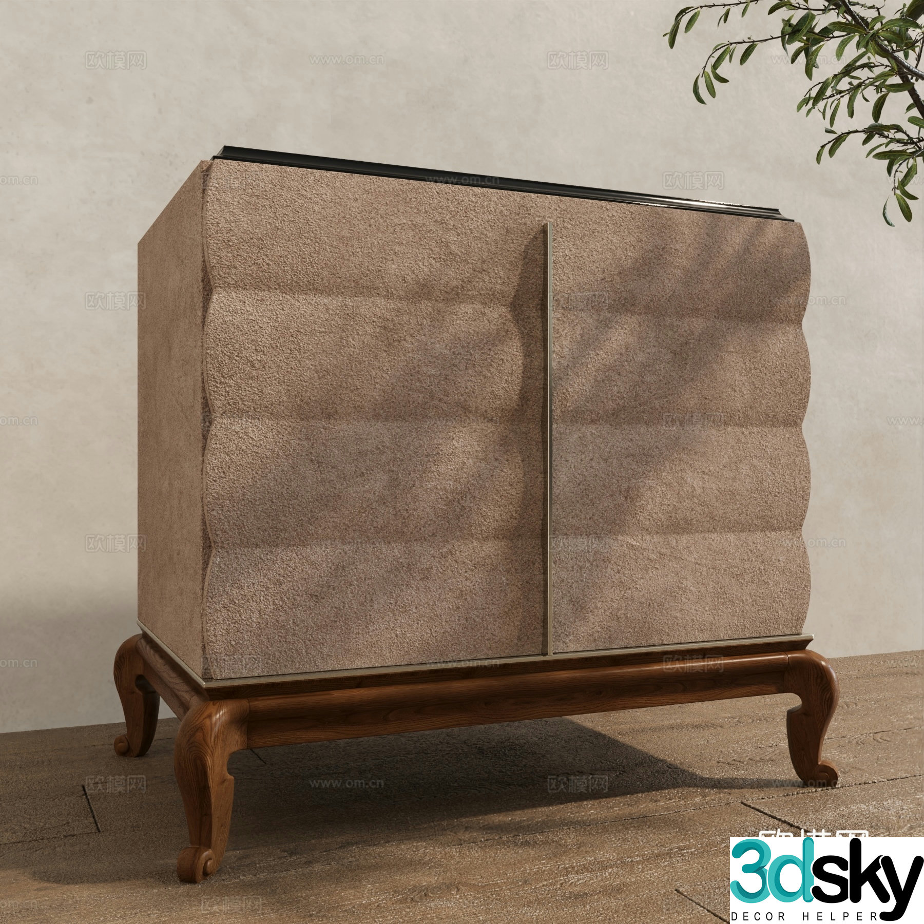 Retro medieval bedside table decorative low cabinet side cabinet 3d model