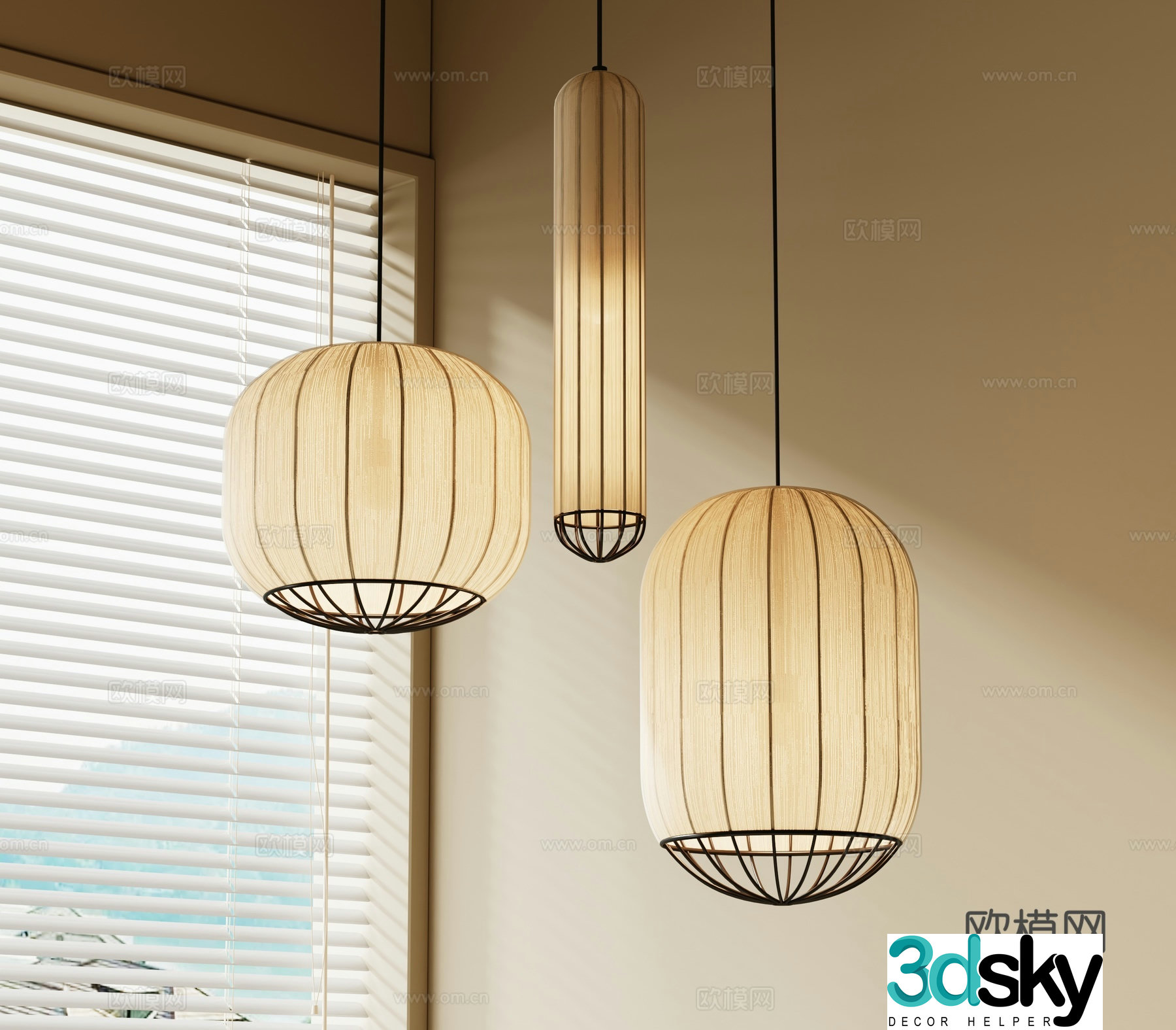 New Chinese lantern chandelier 3d model