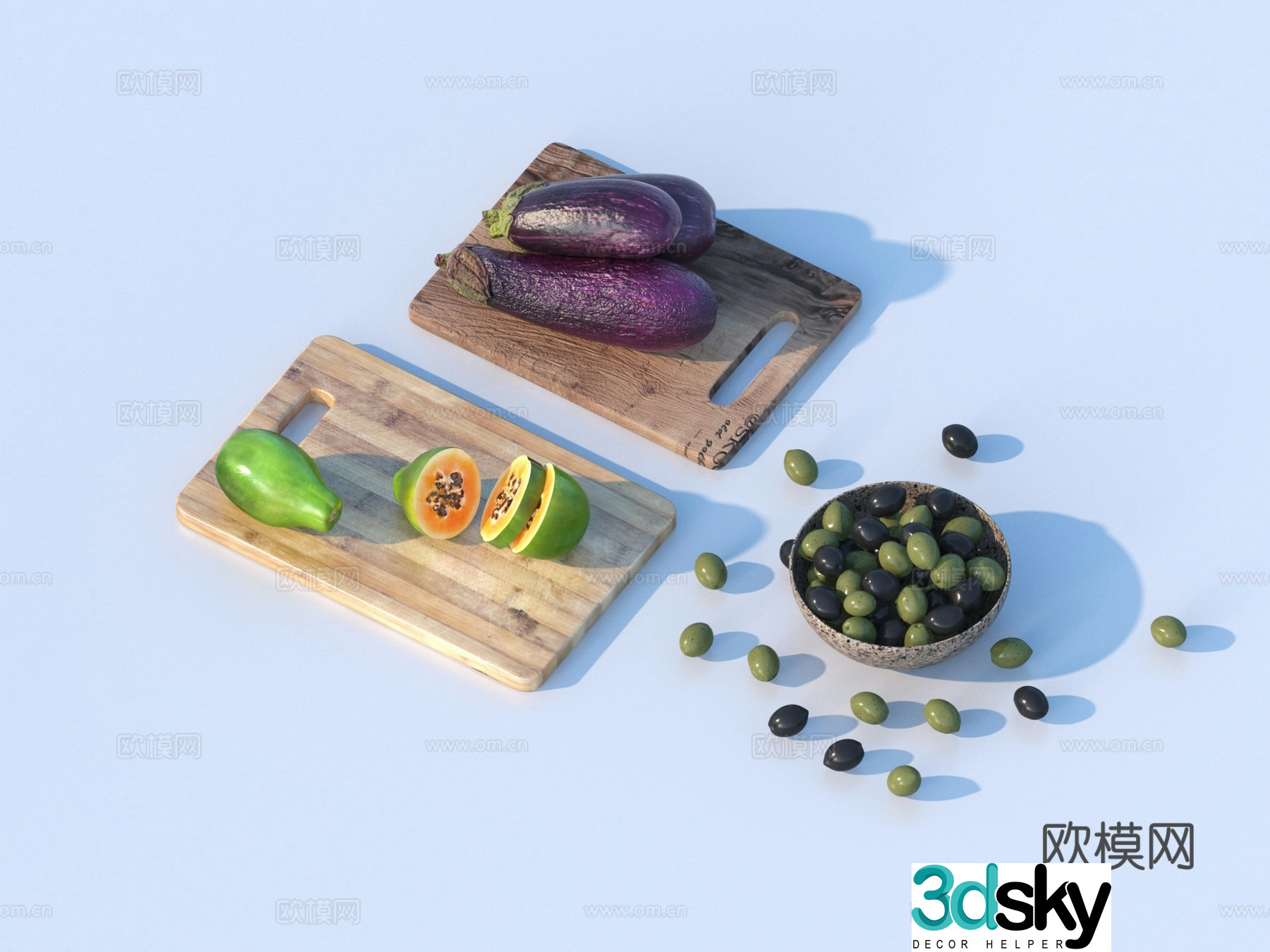 Fruit Wooden Cutting Board Cutting Board 3D Model