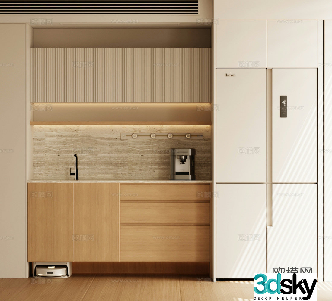 Modern minimalist sideboard refrigerator sideboard simple sideboard finished sideboard dining cabinet 3D model